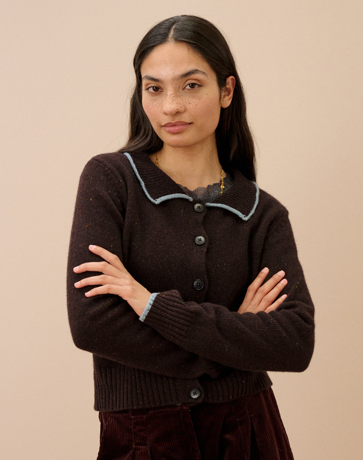 Wool Donegal Collared Cardigan