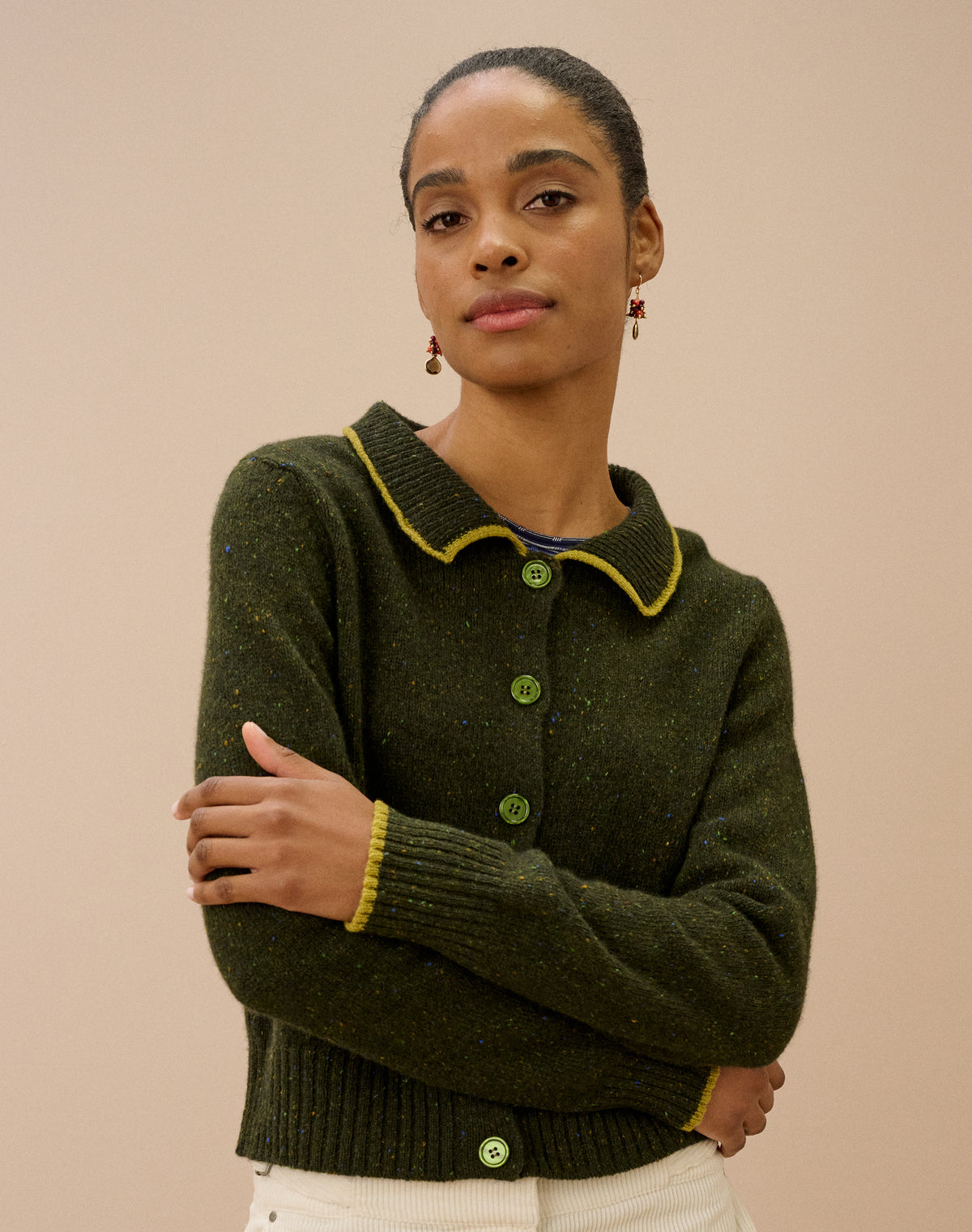 Wool Donegal Collared Cardigan