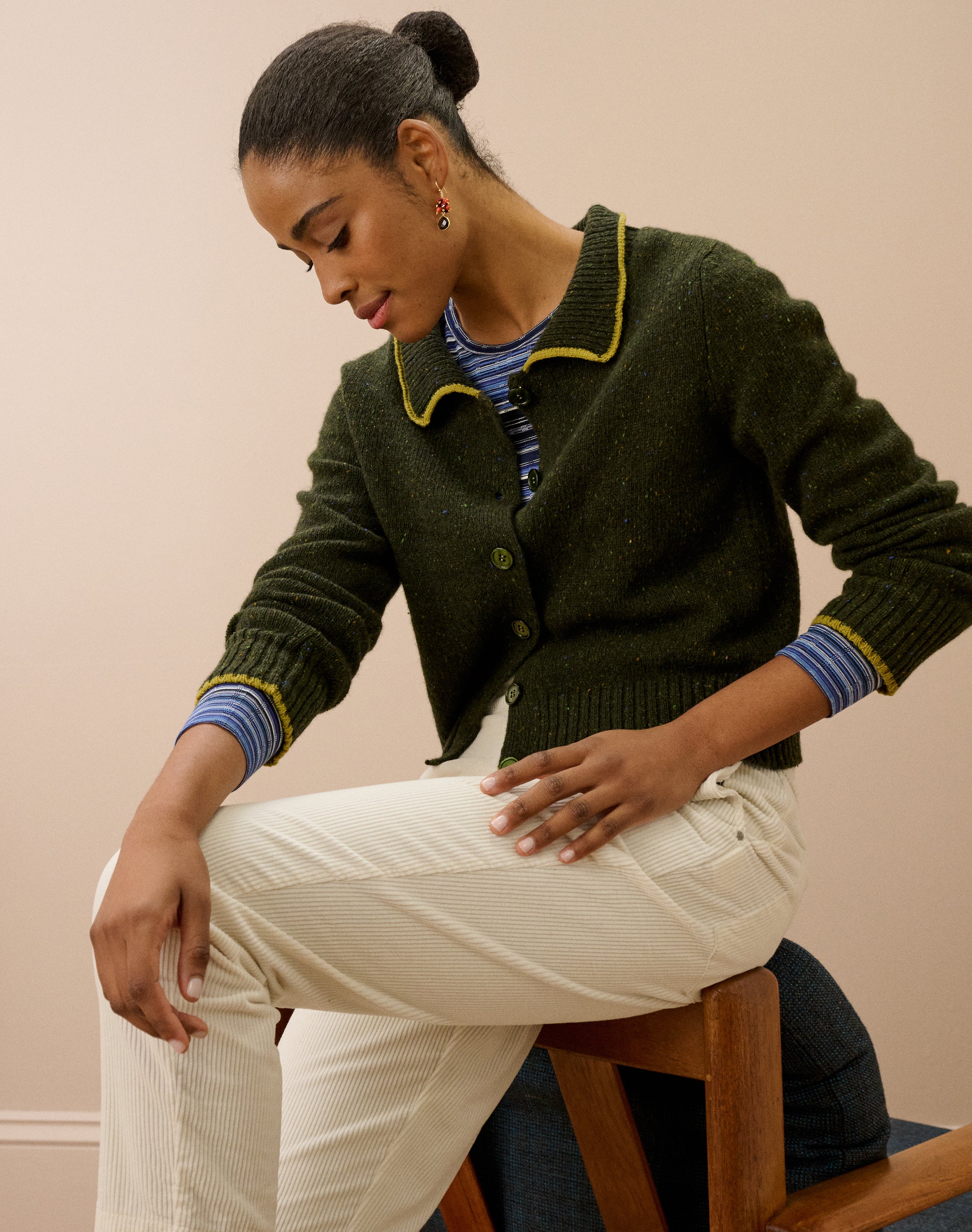 Wool Donegal Collared Cardigan