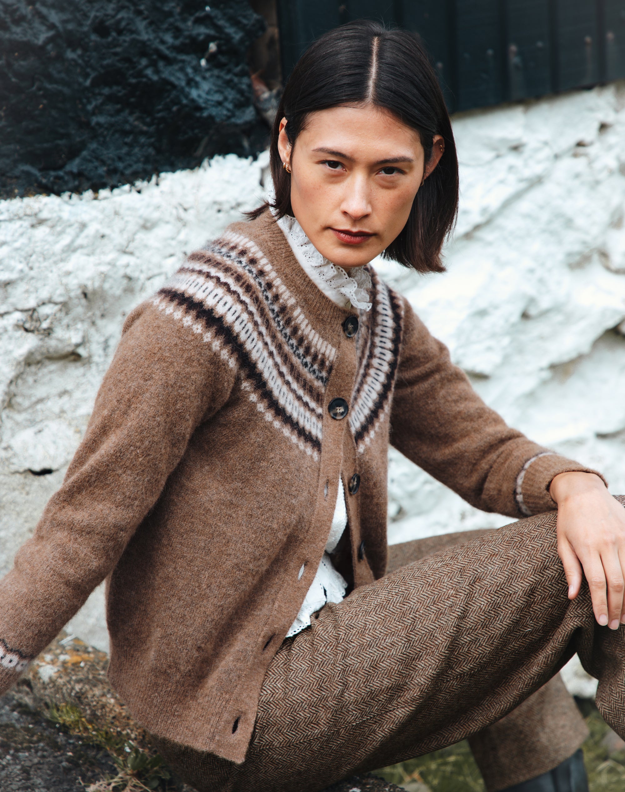 Alpaca Fair Isle Yoke Cardigan