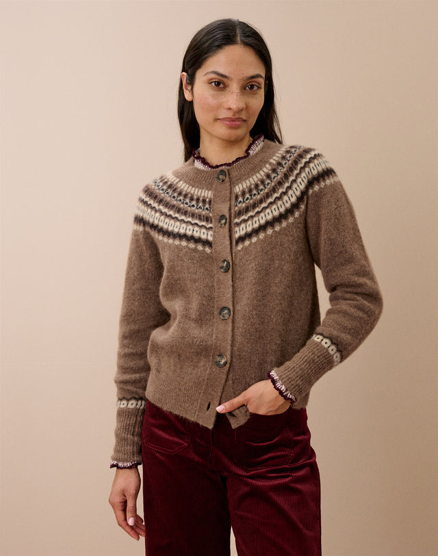Alpaca Fair Isle Yoke Cardigan