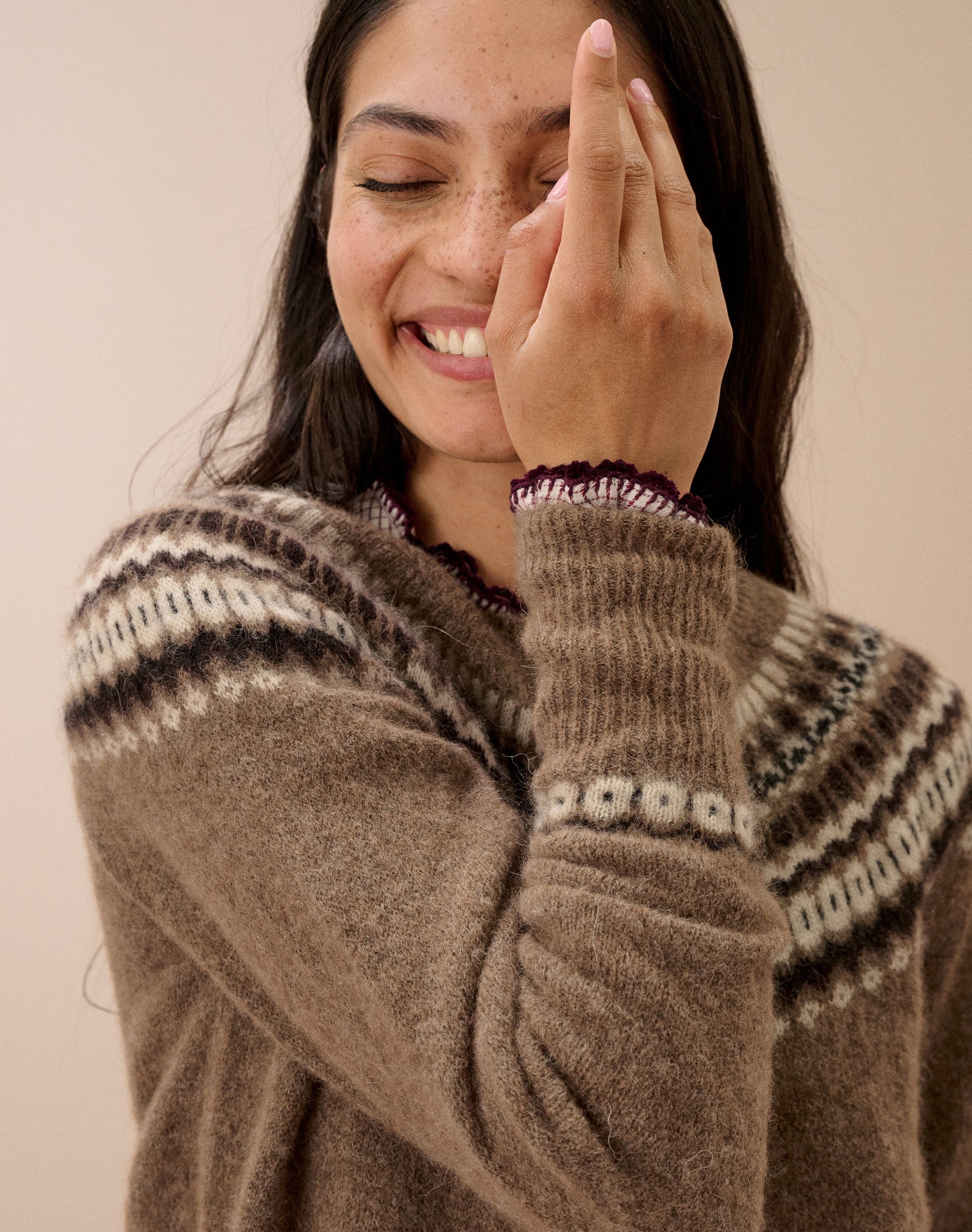 Alpaca Fair Isle Yoke Cardigan