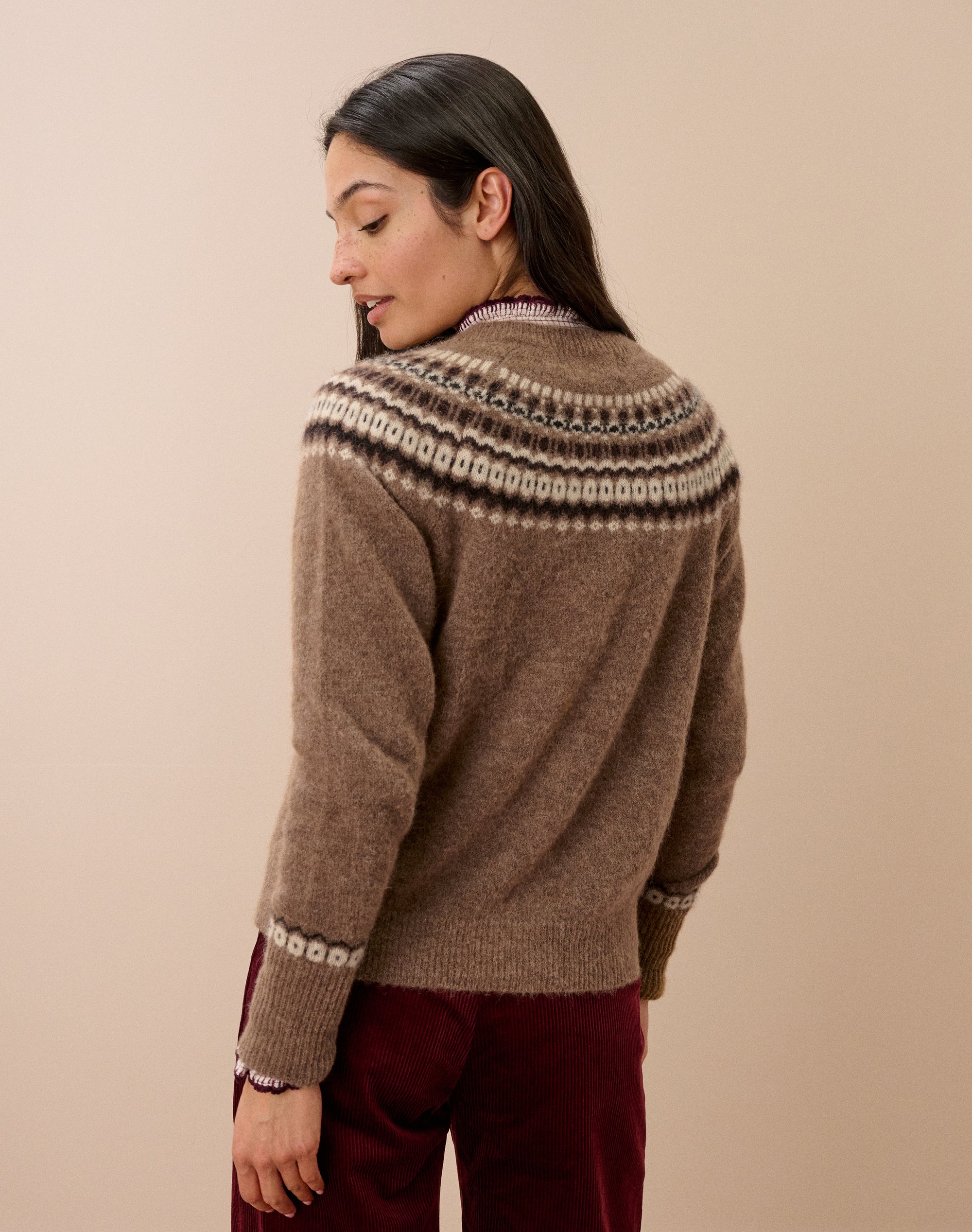 Alpaca Fair Isle Yoke Cardigan