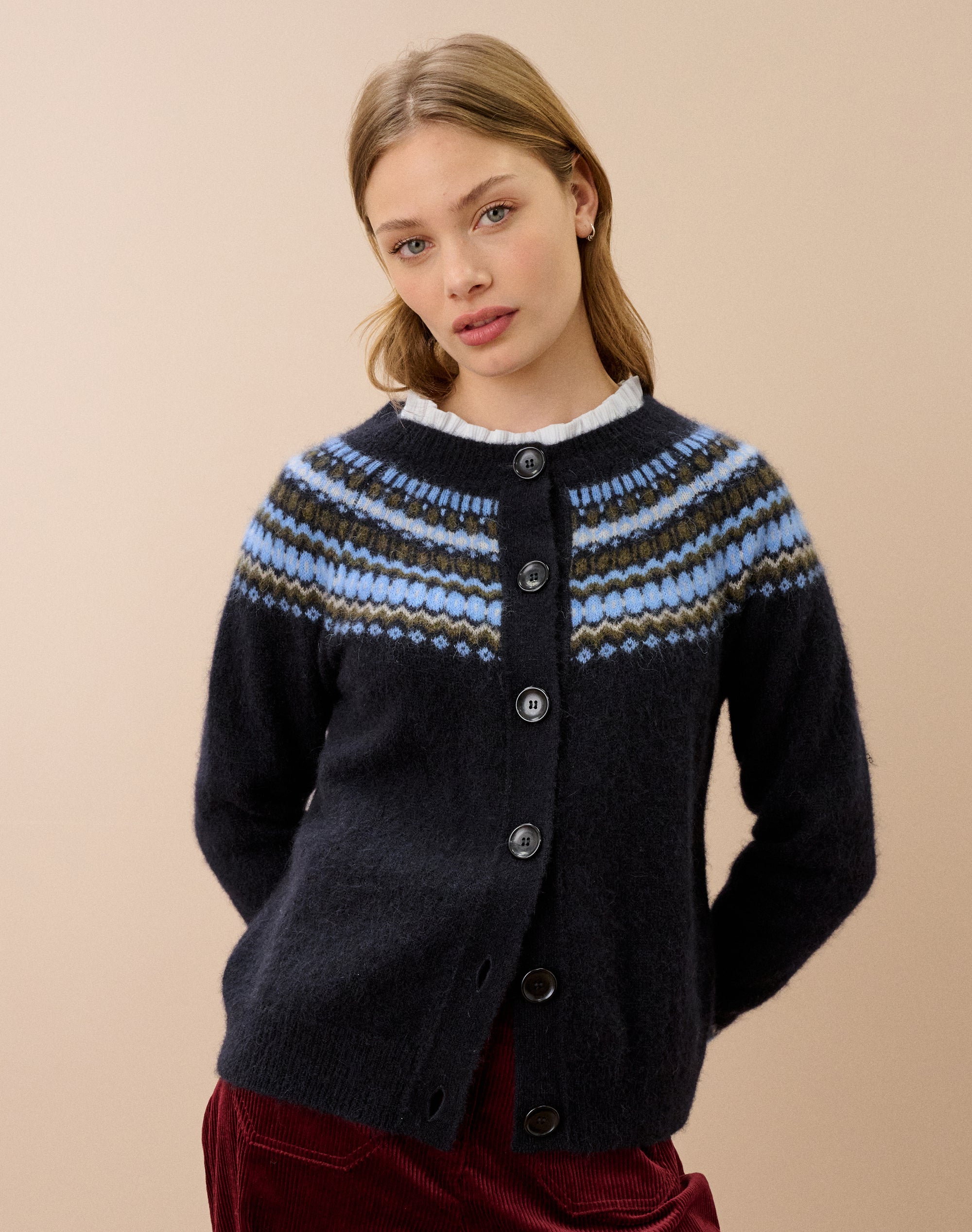 Alpaca Fair Isle Yoke Cardigan