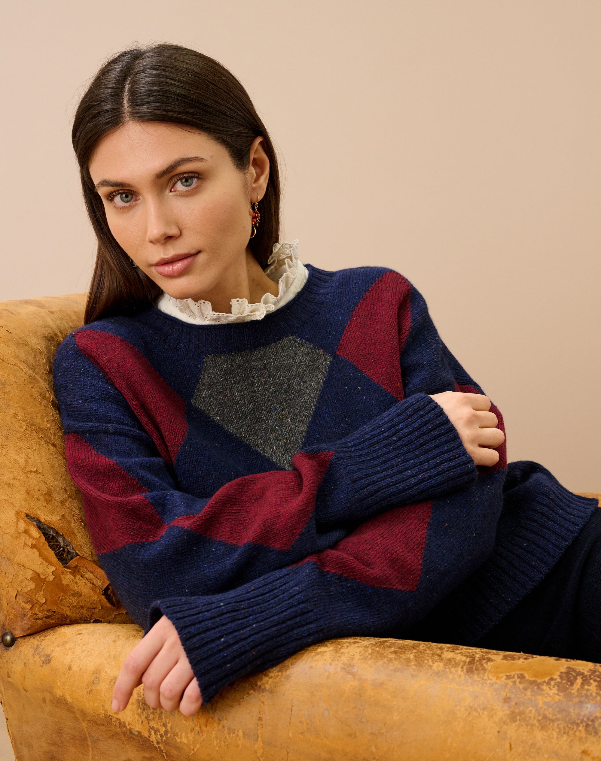 Wool Donegal Argyle Jumper