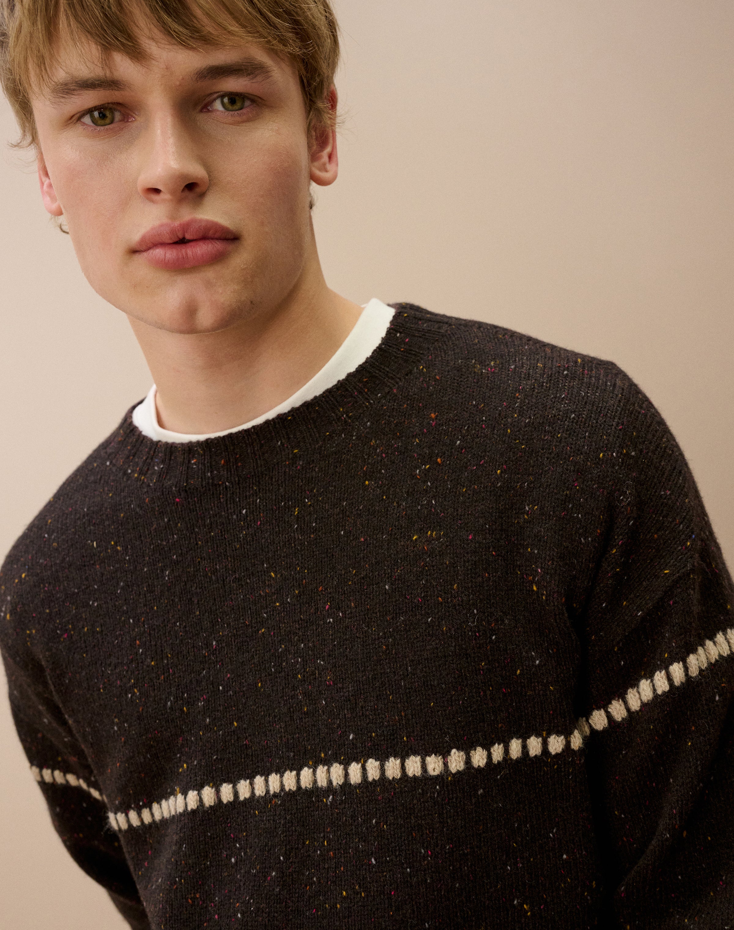 Wool Donegal Textured Stripe Jumper