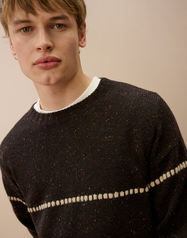 Wool Donegal Textured Stripe Jumper