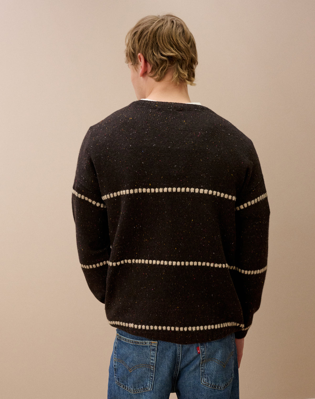 Wool Donegal Textured Stripe Jumper