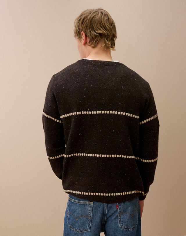 Wool Donegal Textured Stripe Jumper