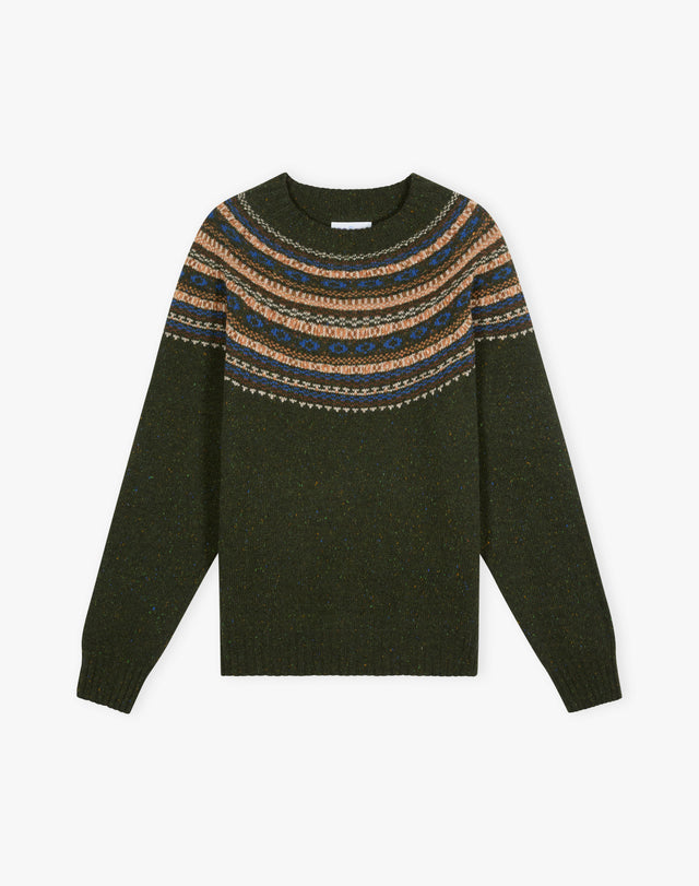 Wool Donegal Fair Isle Yoke Jumper