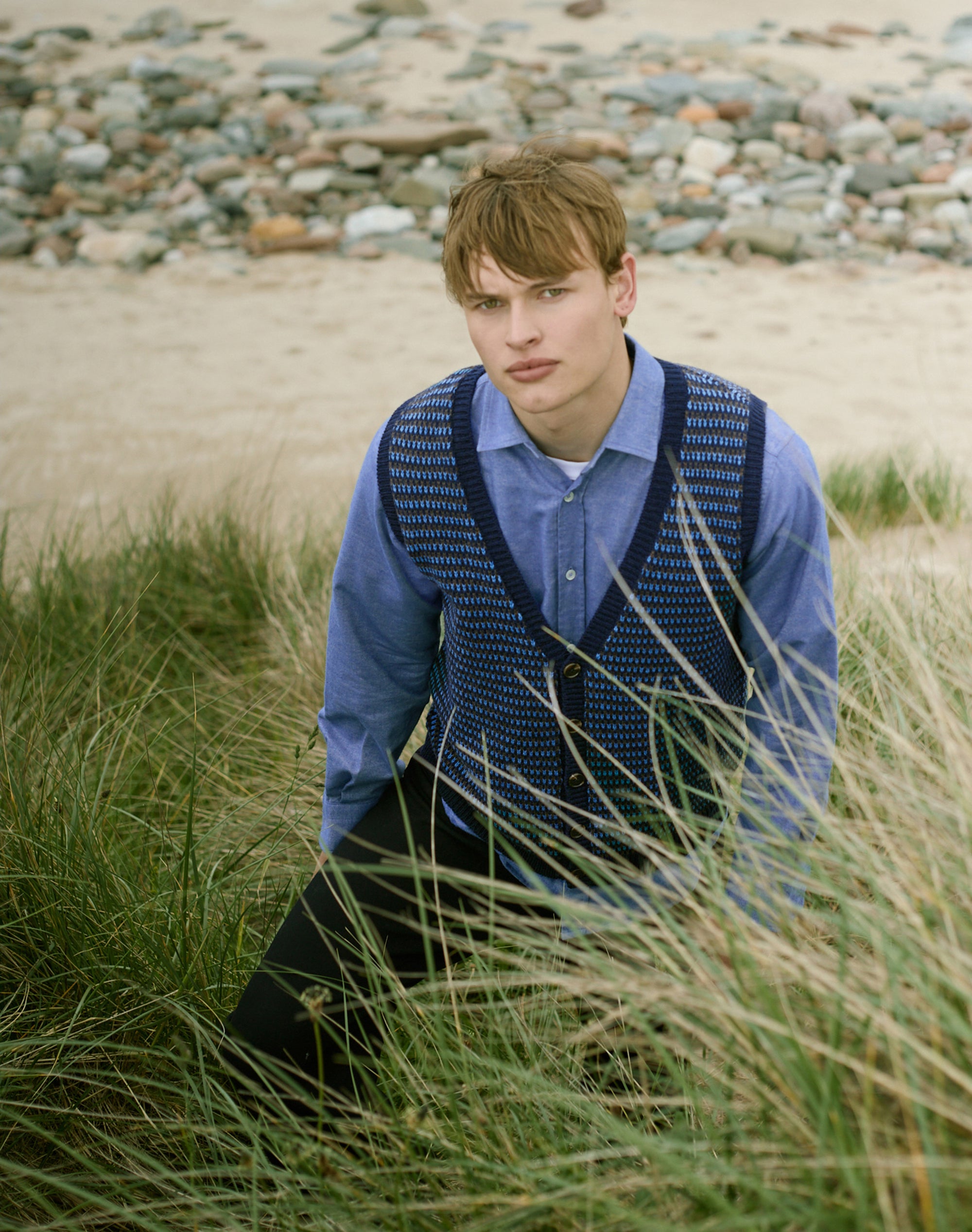 Merino Lambswool Birdseye Waistcoat