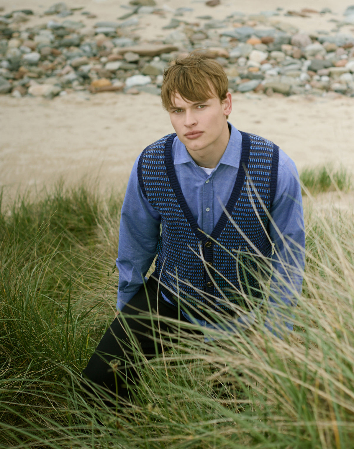 Merino Lambswool Birdseye Waistcoat