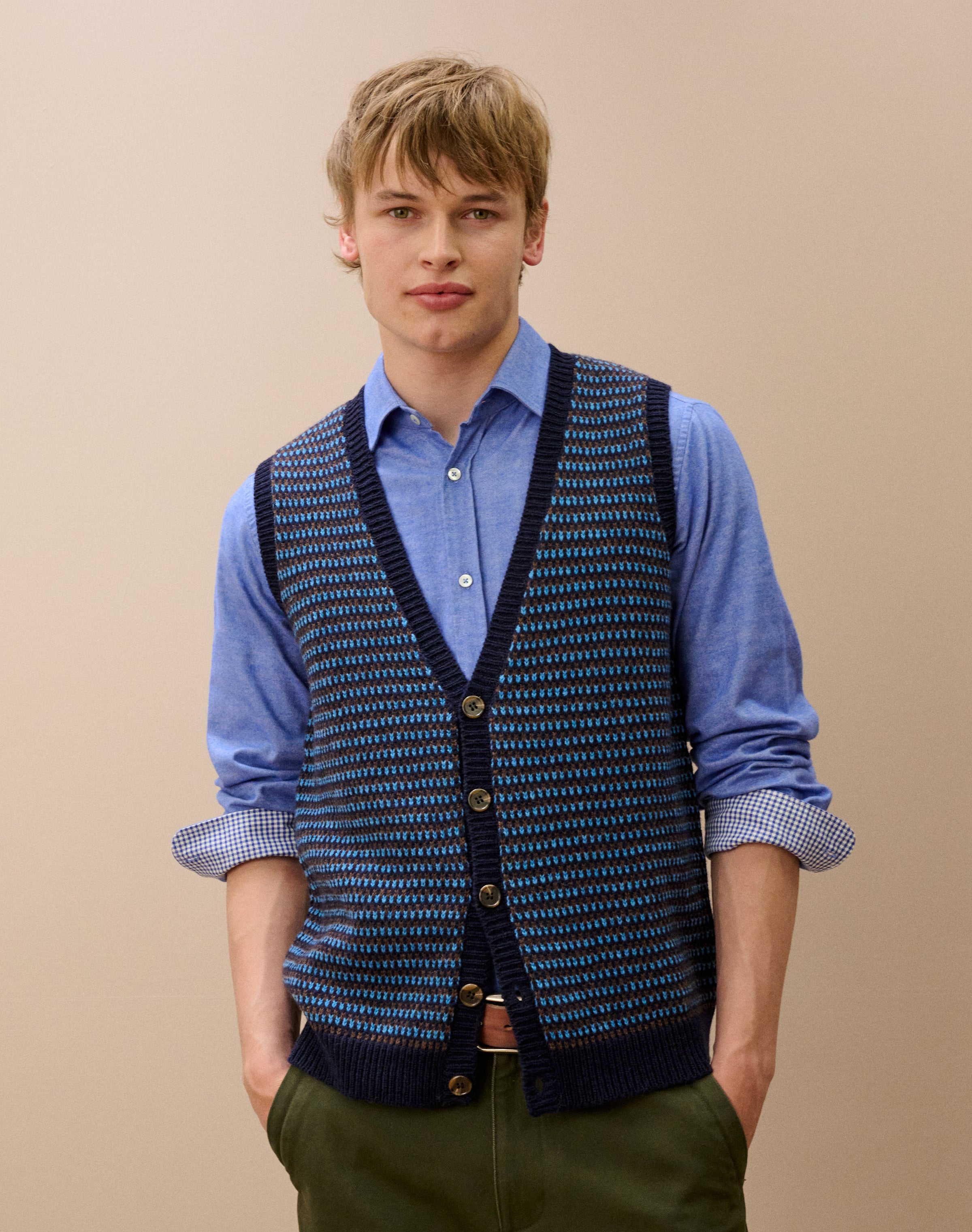 Merino Lambswool Birdseye Waistcoat