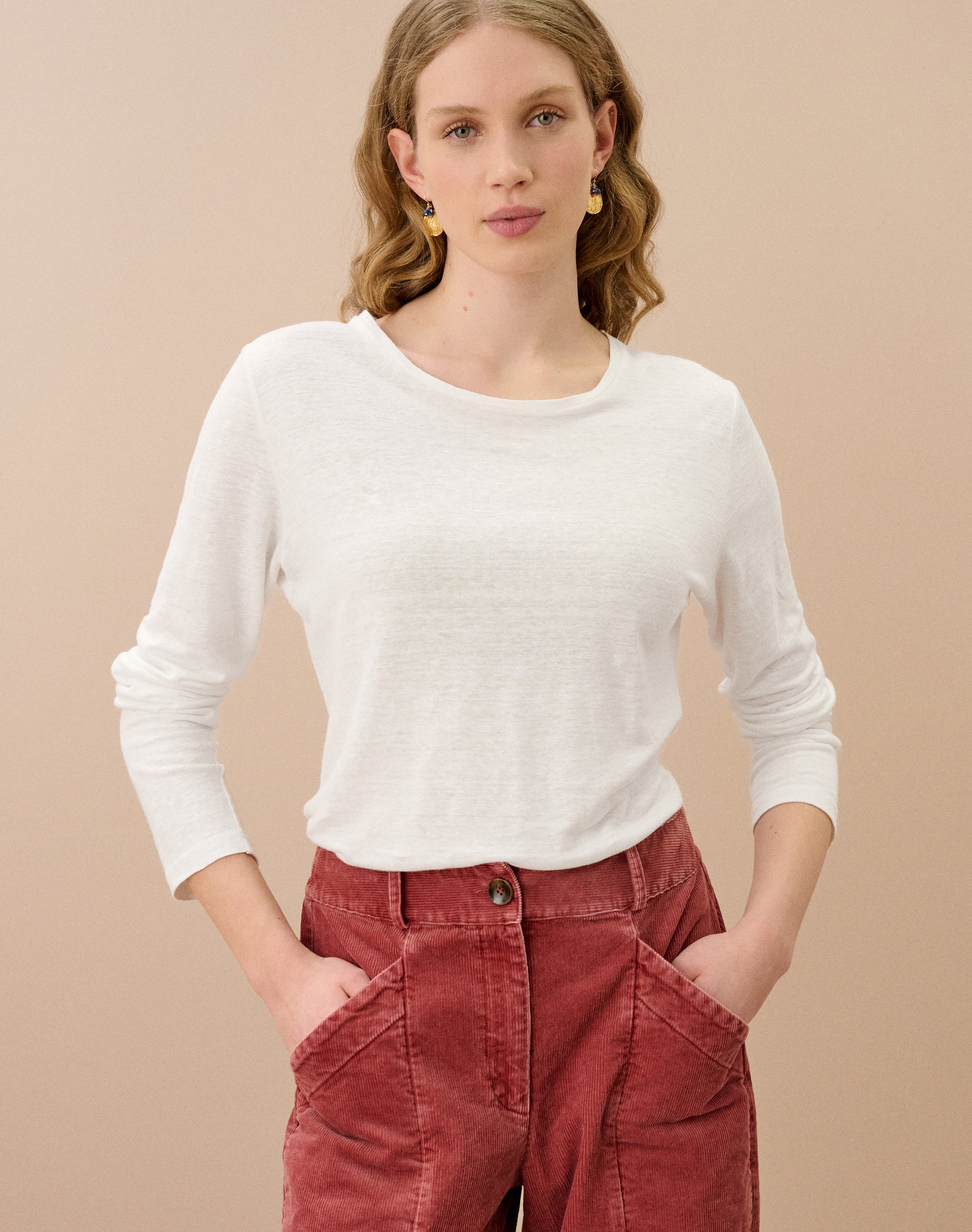 Linen Knit Boat Neck T-Shirt