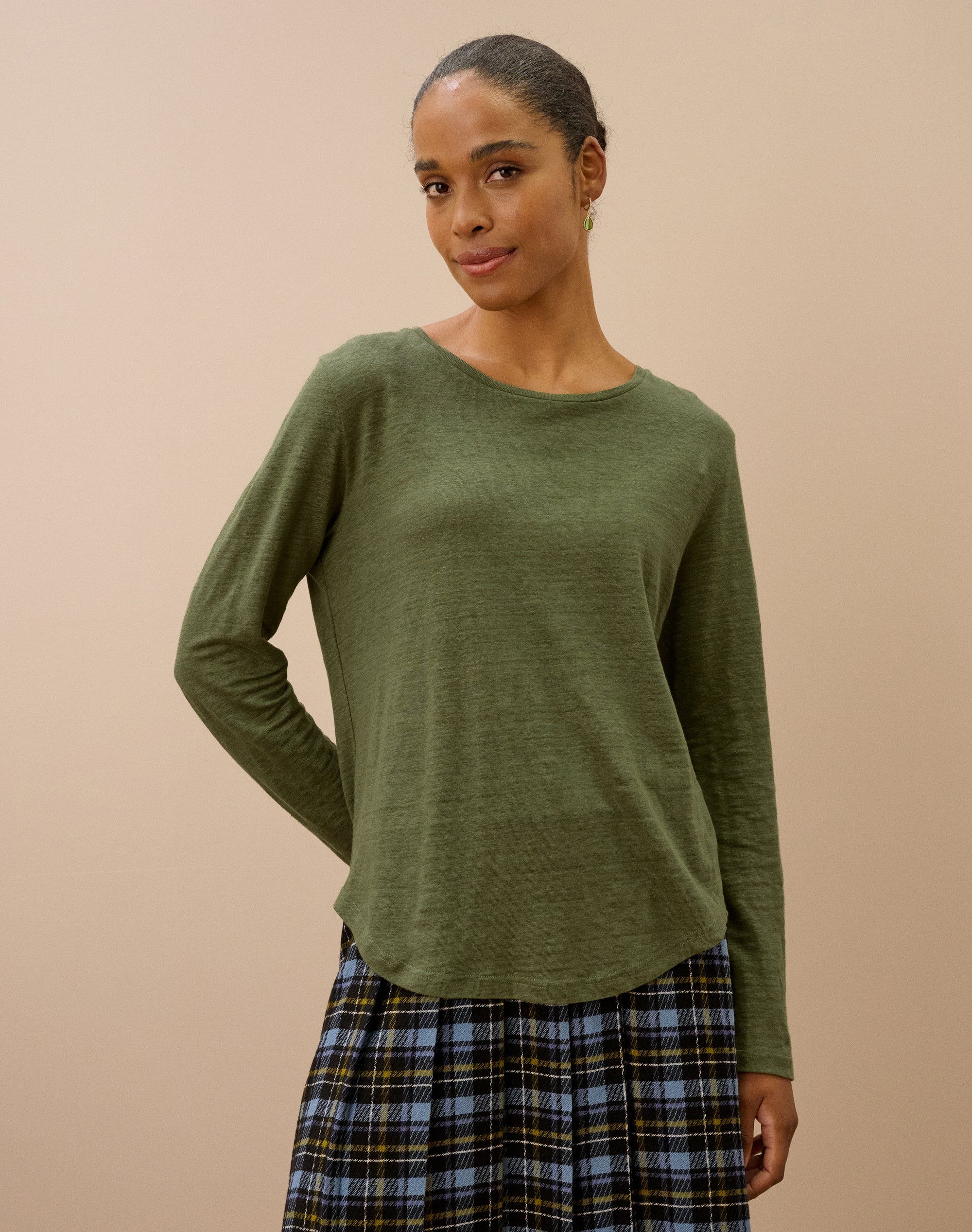 Linen Knit Boat Neck T-Shirt