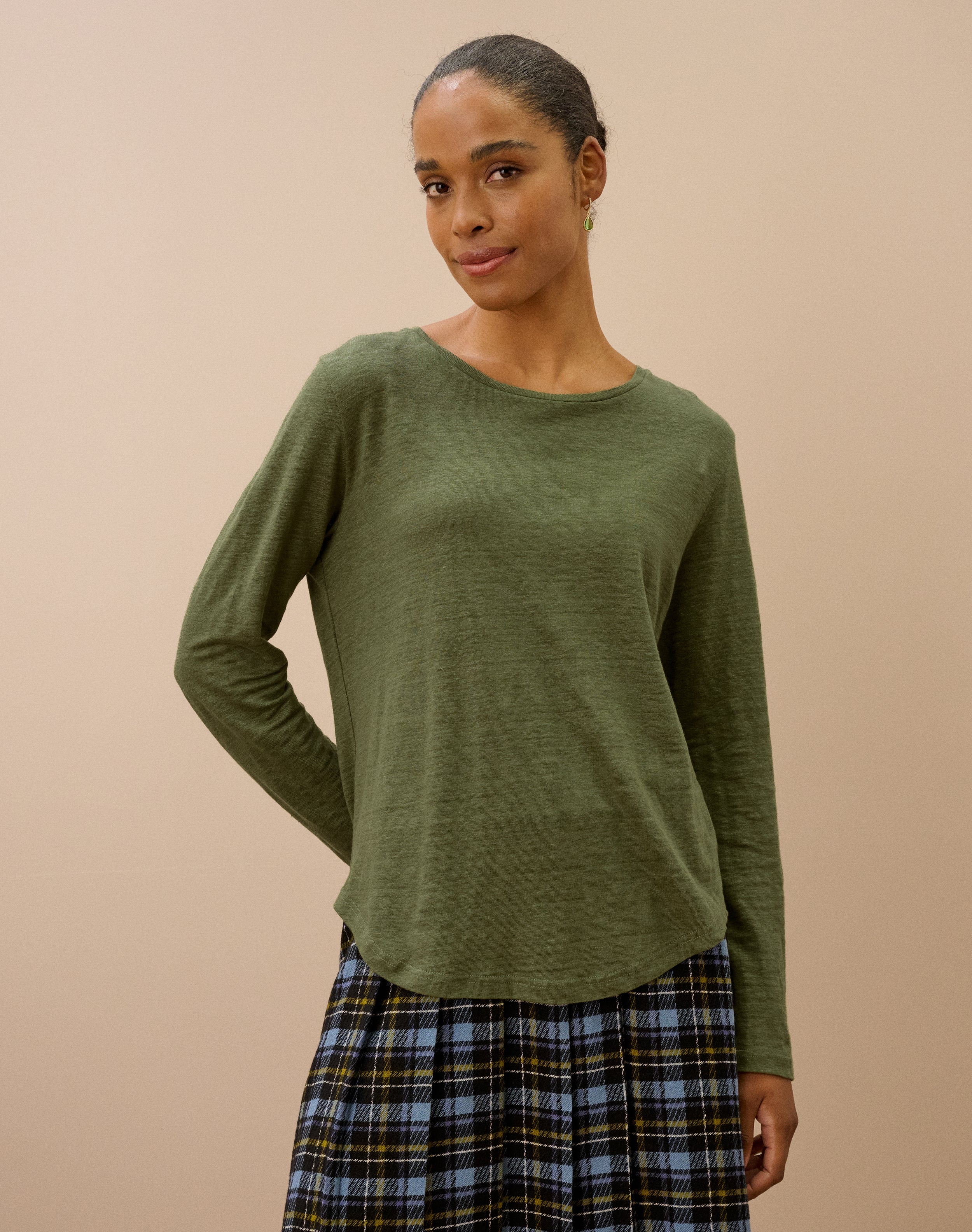 Linen Knit Boat Neck T-Shirt