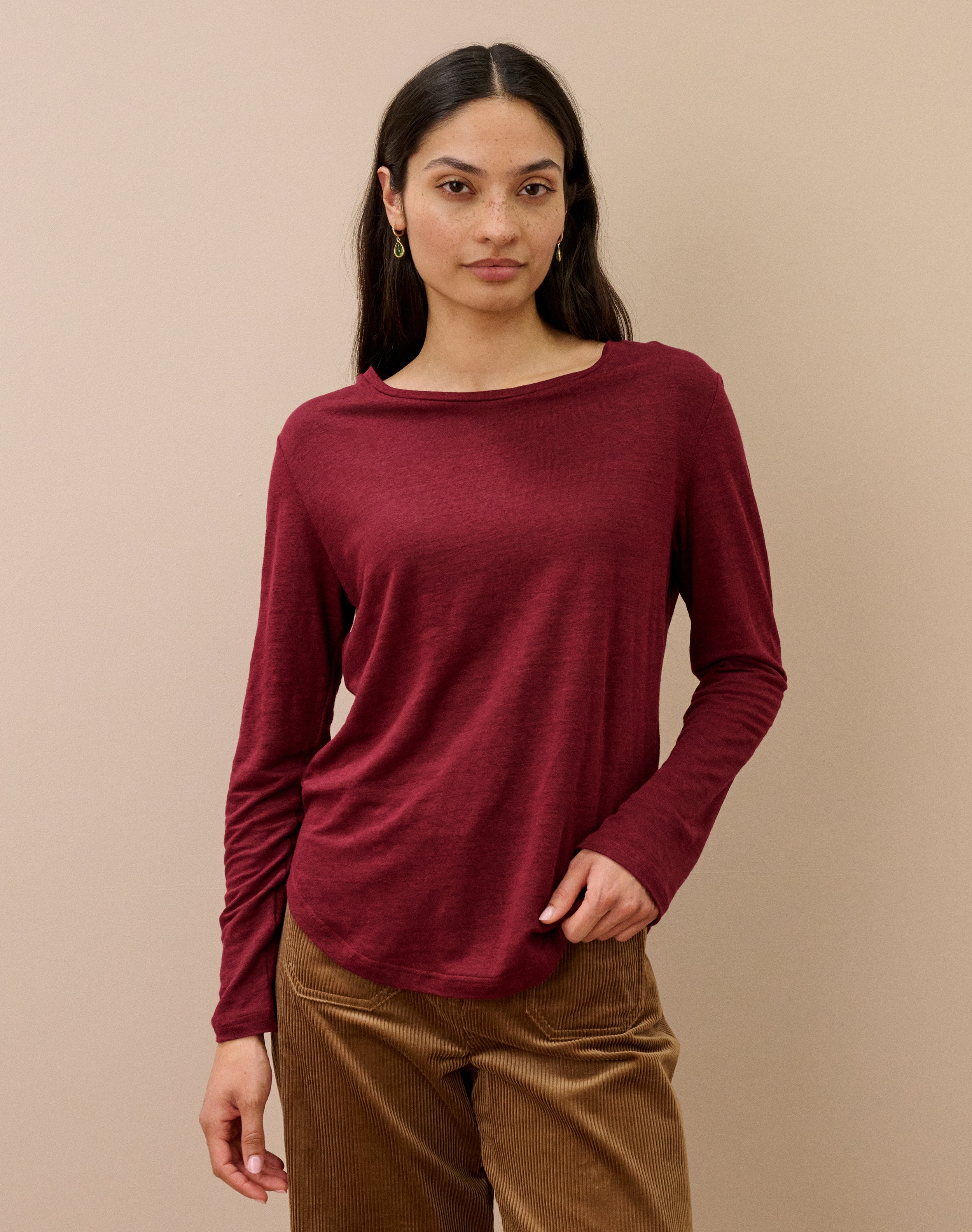 Linen Knit Boat Neck T-Shirt
