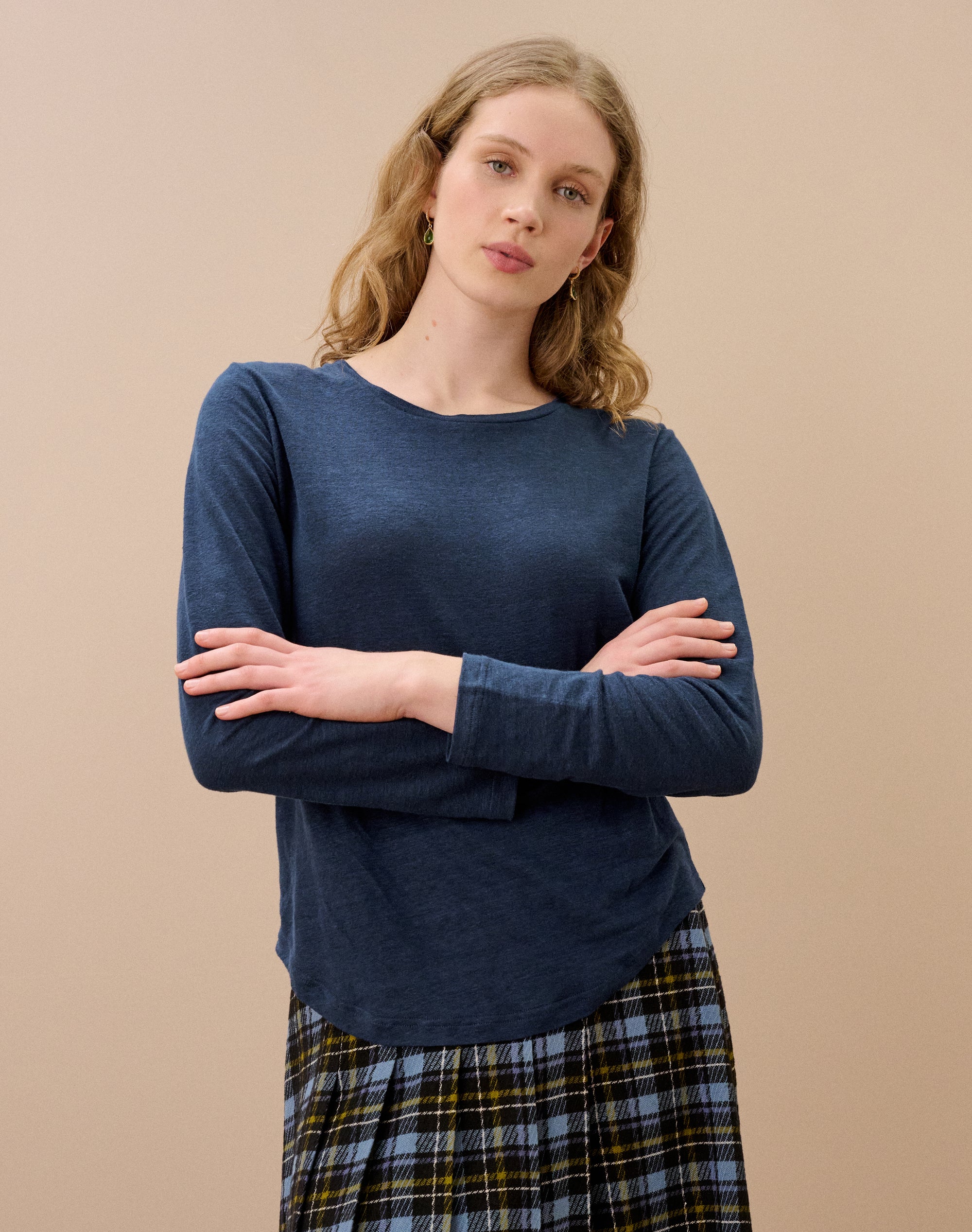 Linen Knit Boat Neck T-Shirt