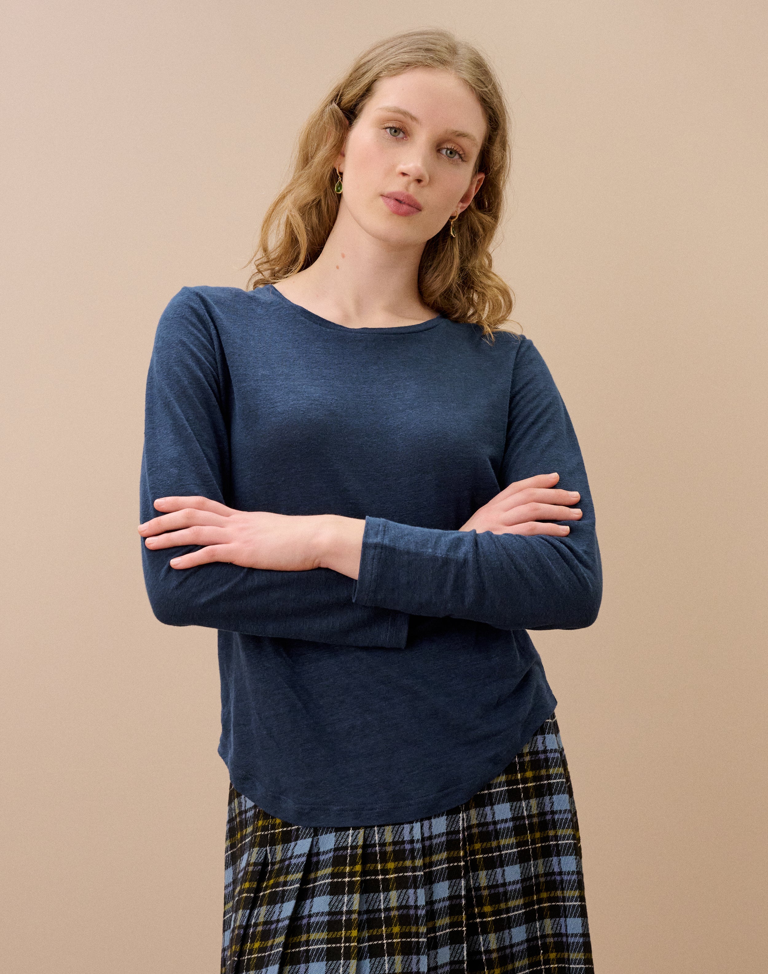 Linen Knit Boat Neck T-Shirt