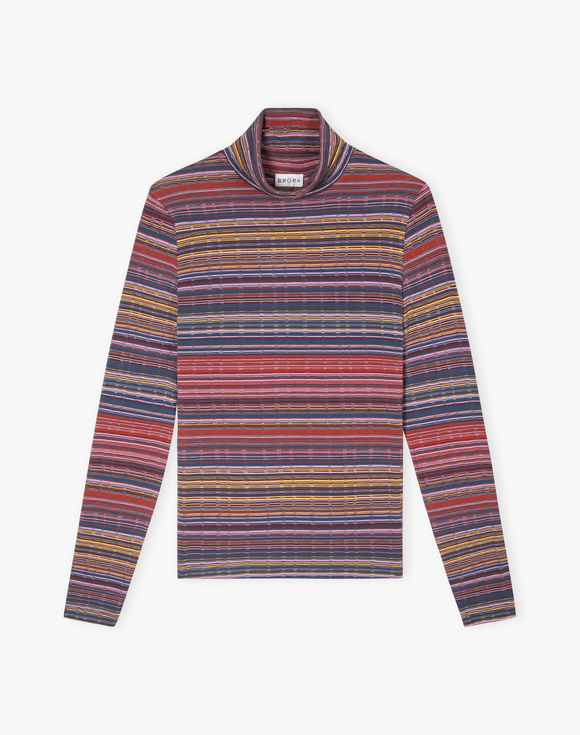 Fine Stripe Jersey Polo Neck