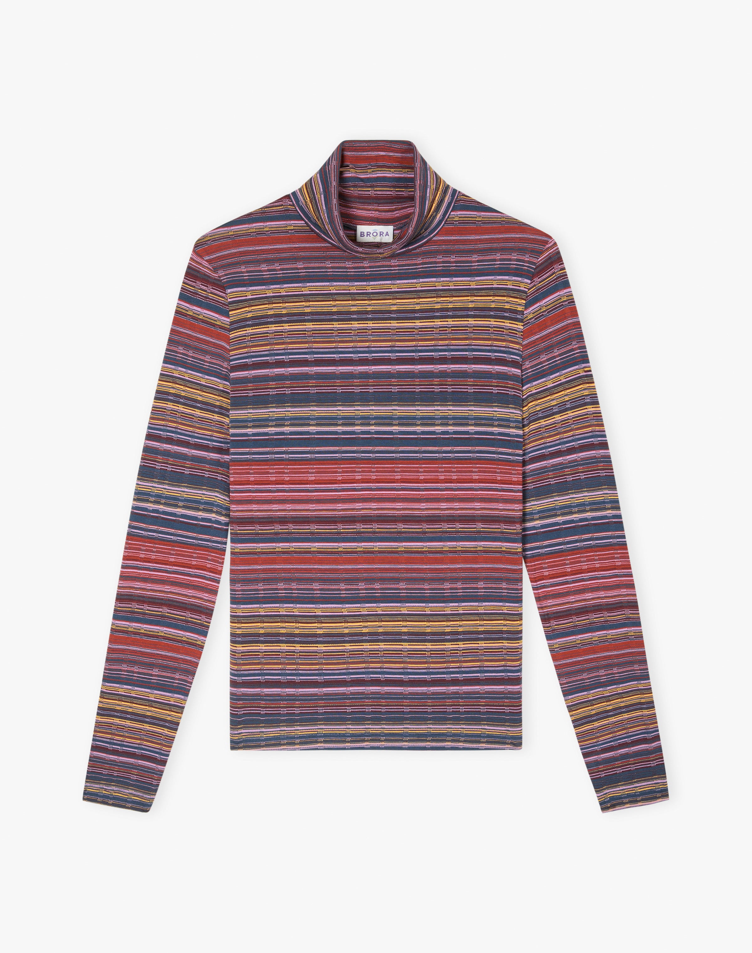 Fine Stripe Jersey Polo Neck