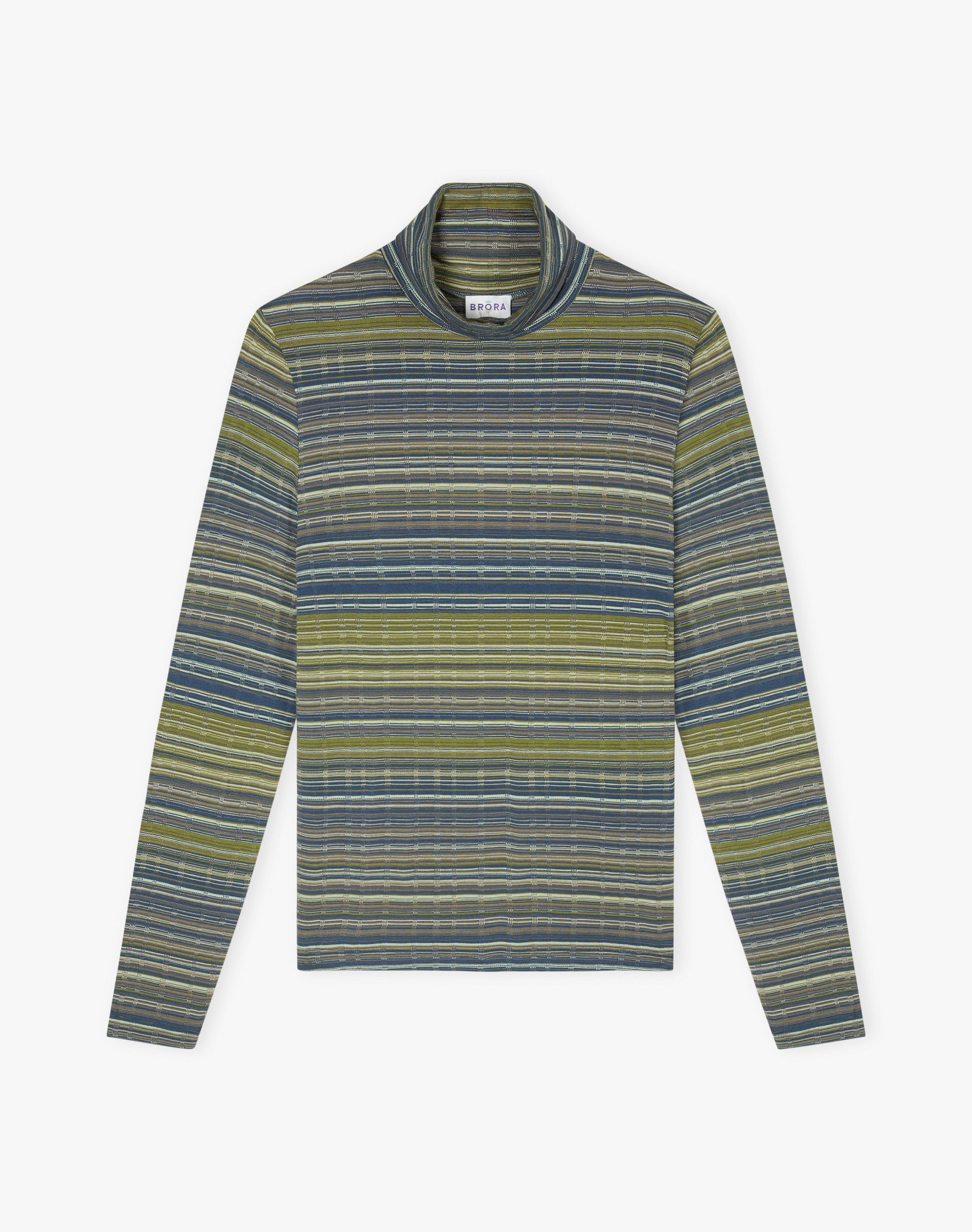 Fine Stripe Jersey Polo Neck