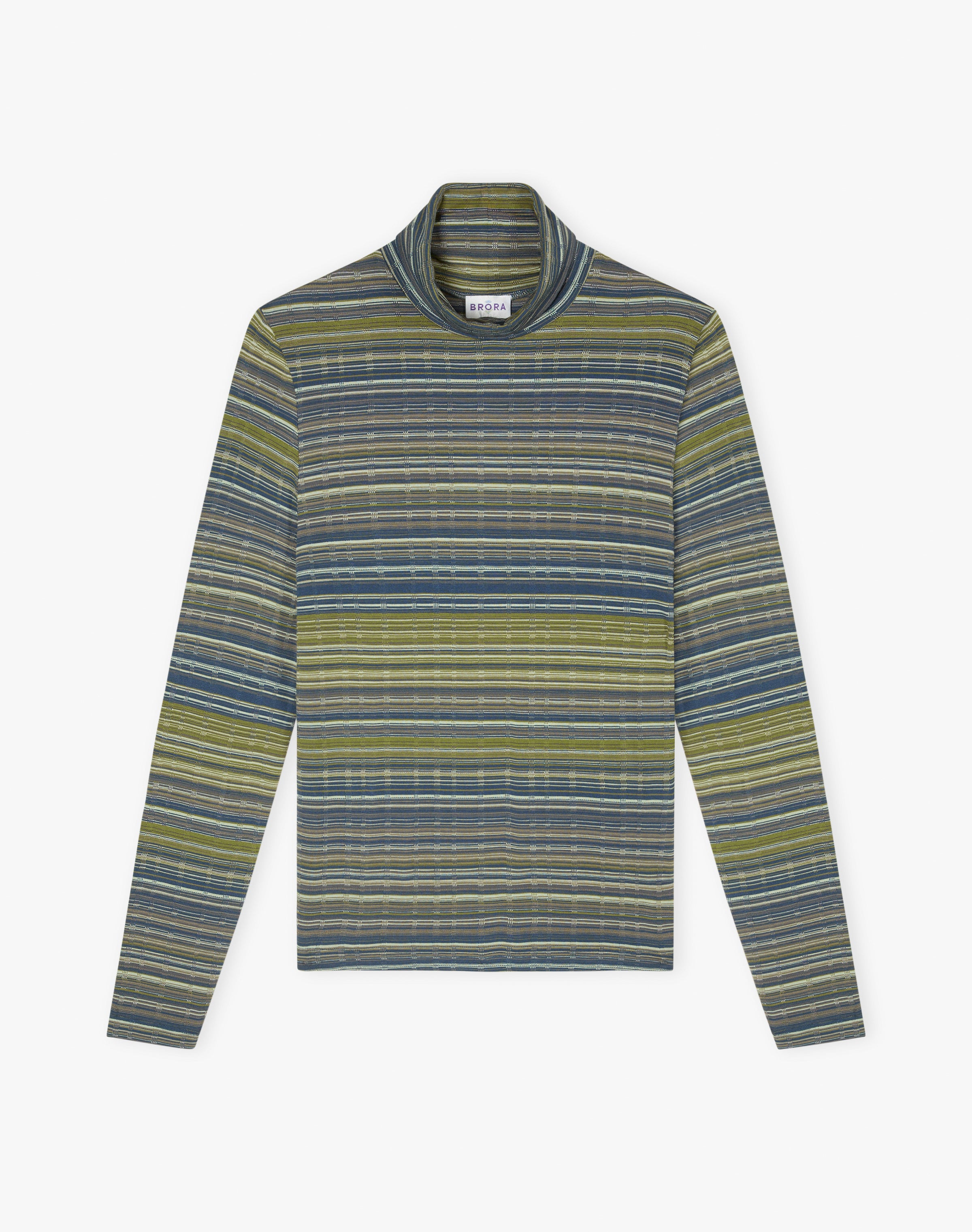 Fine Stripe Jersey Polo Neck