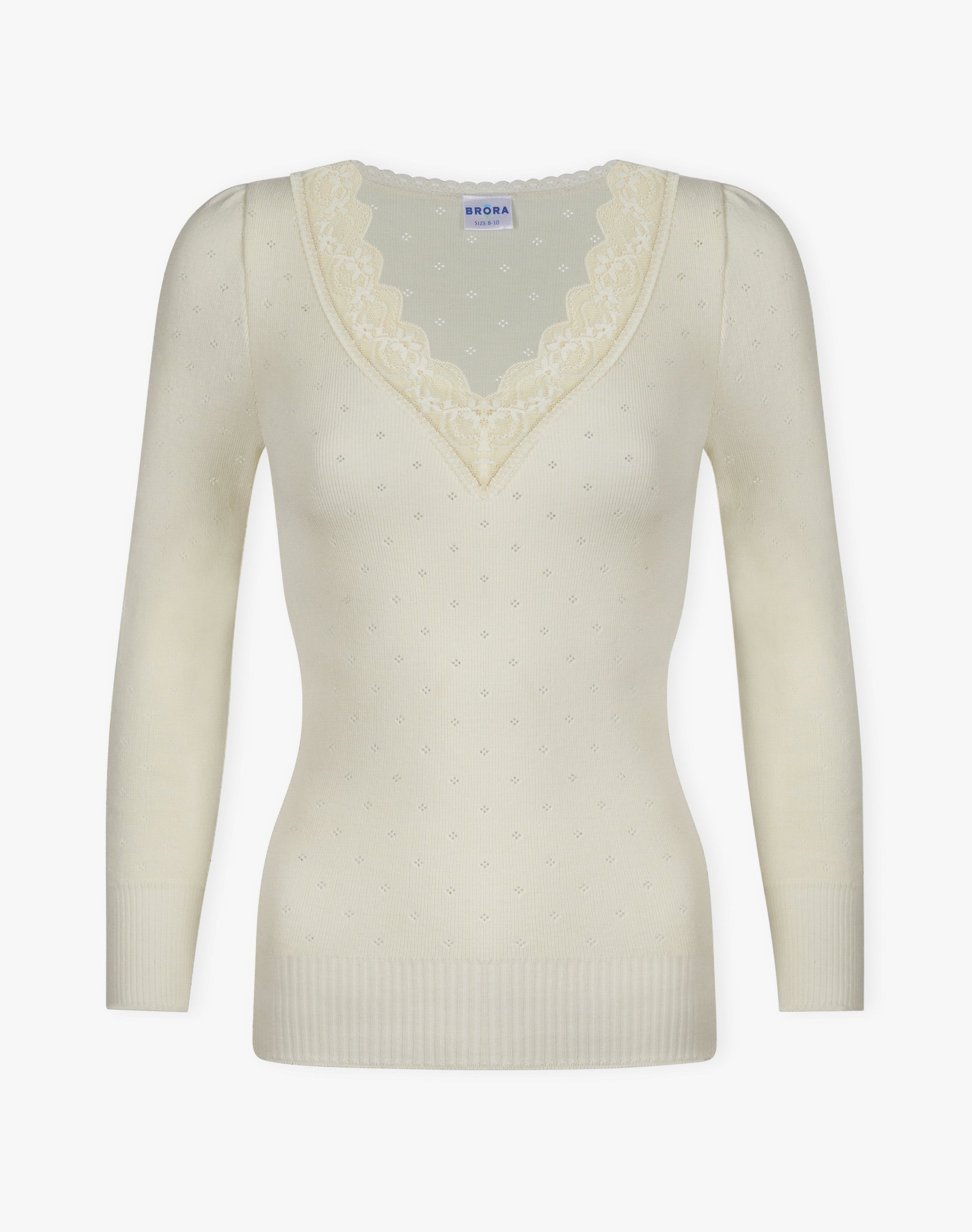 Lace Trim V Neck Top