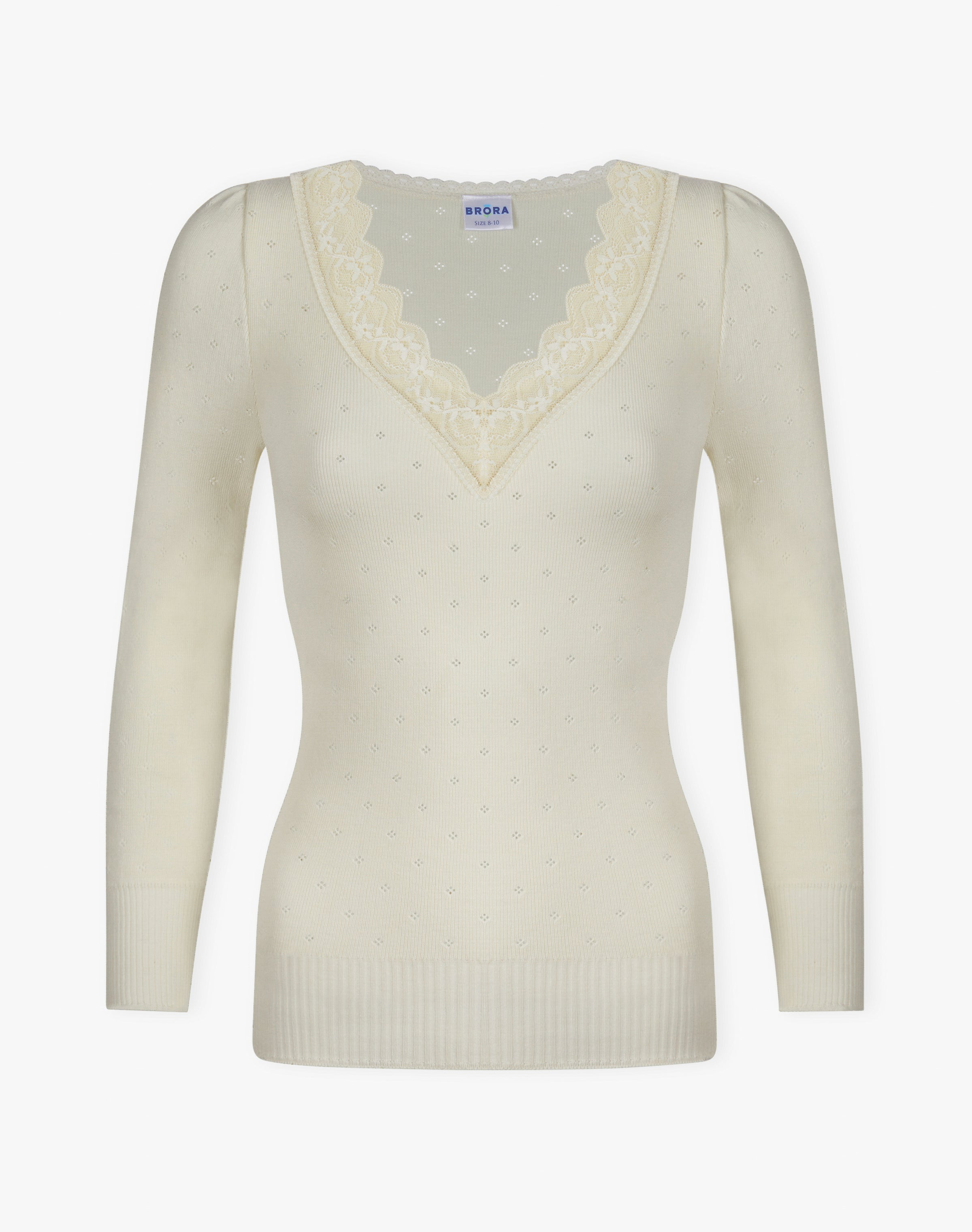 Lace Trim V Neck Top