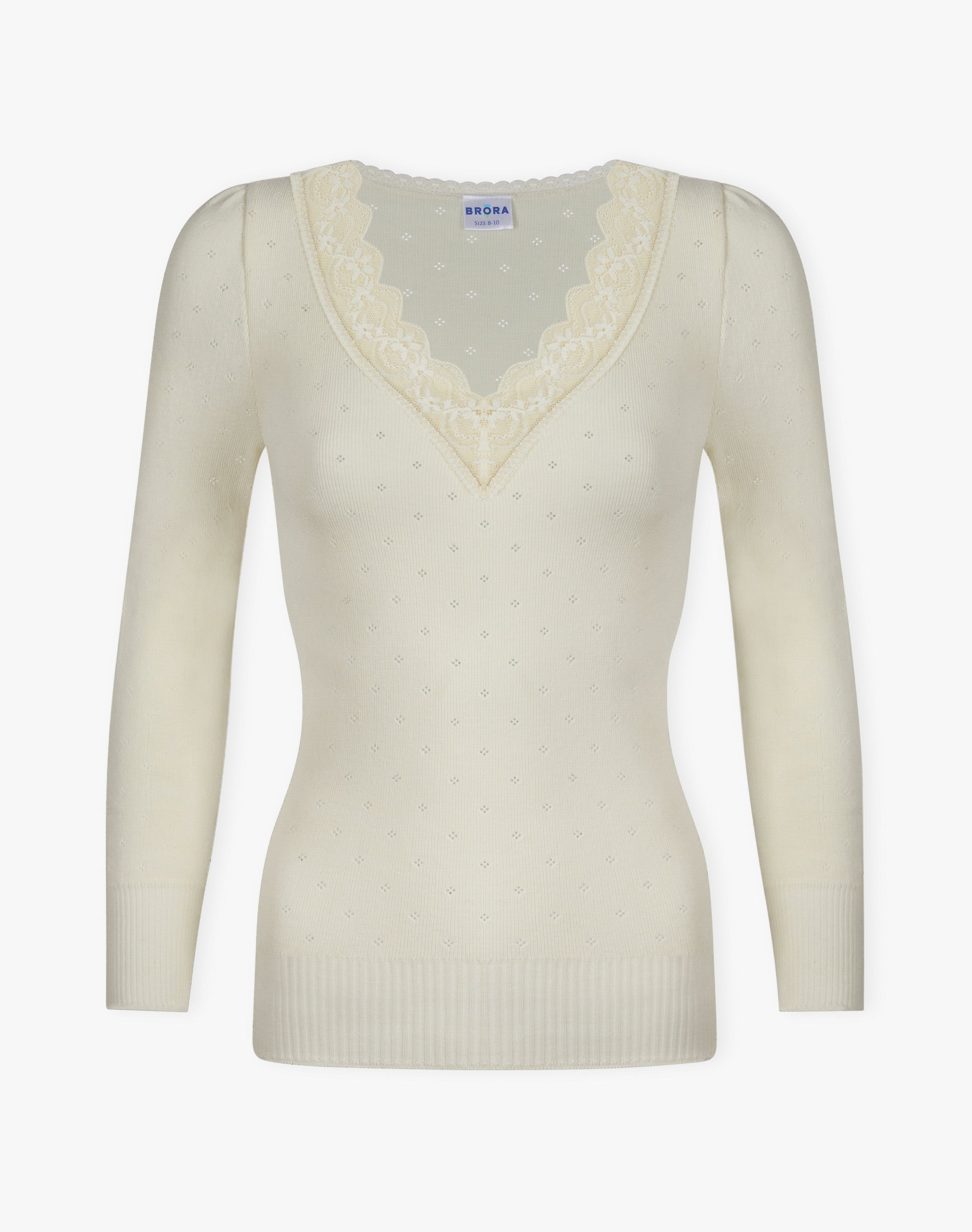 Lace Trim V Neck Top