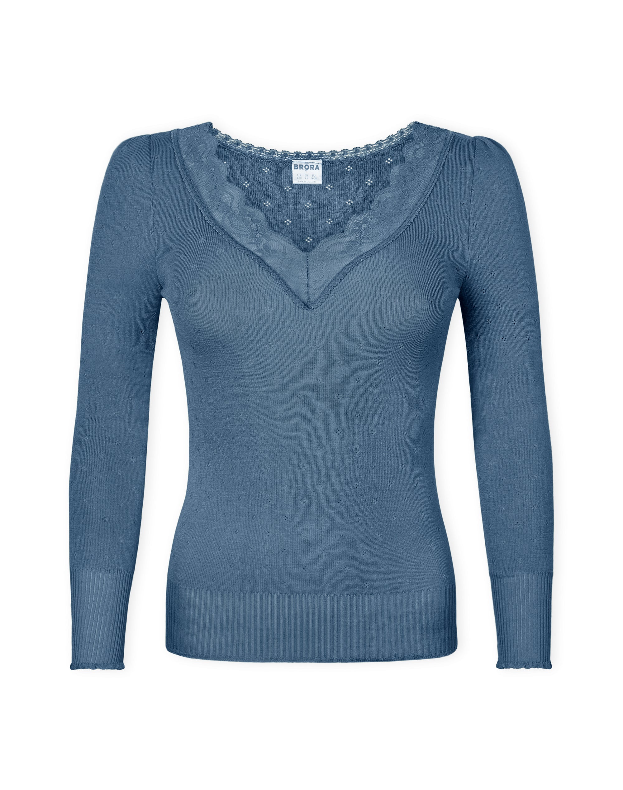 Lace Trim V Neck Top