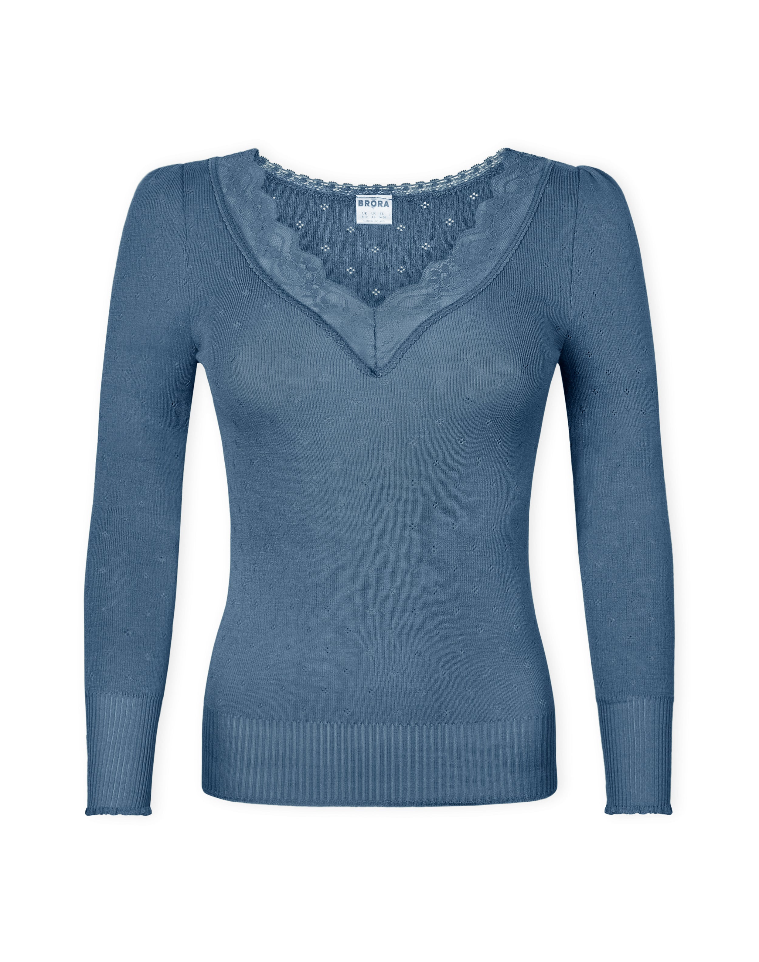 Lace Trim V Neck Top