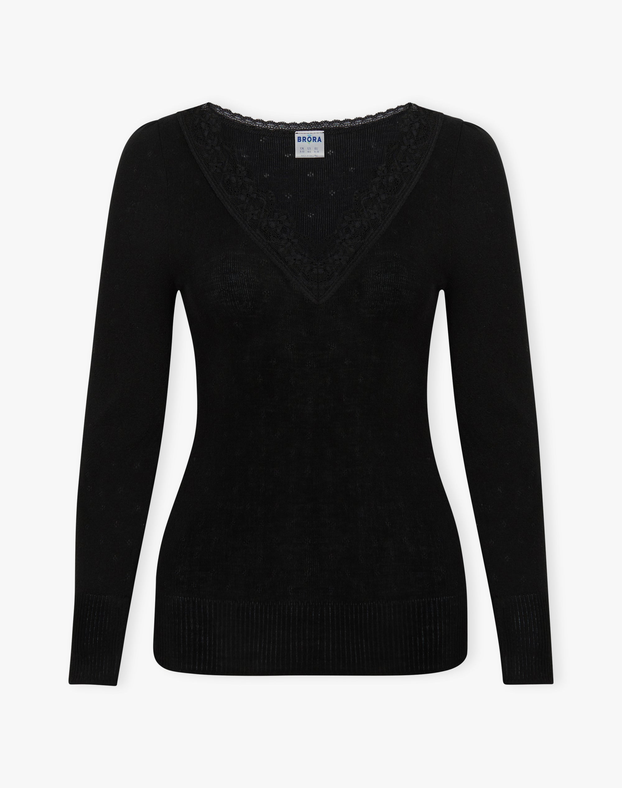 Lace Trim V Neck Top