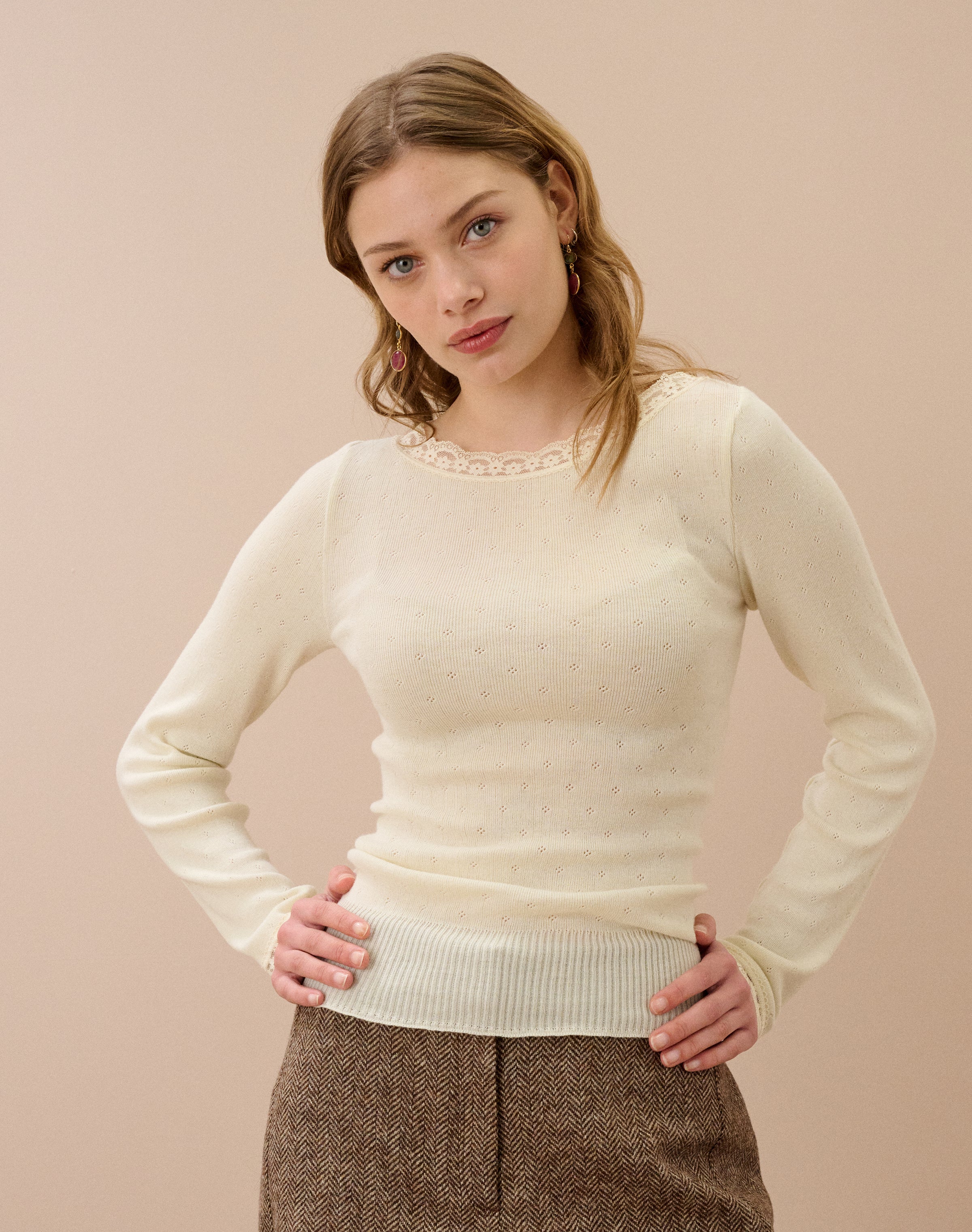 Lace Trim Scoop Neck