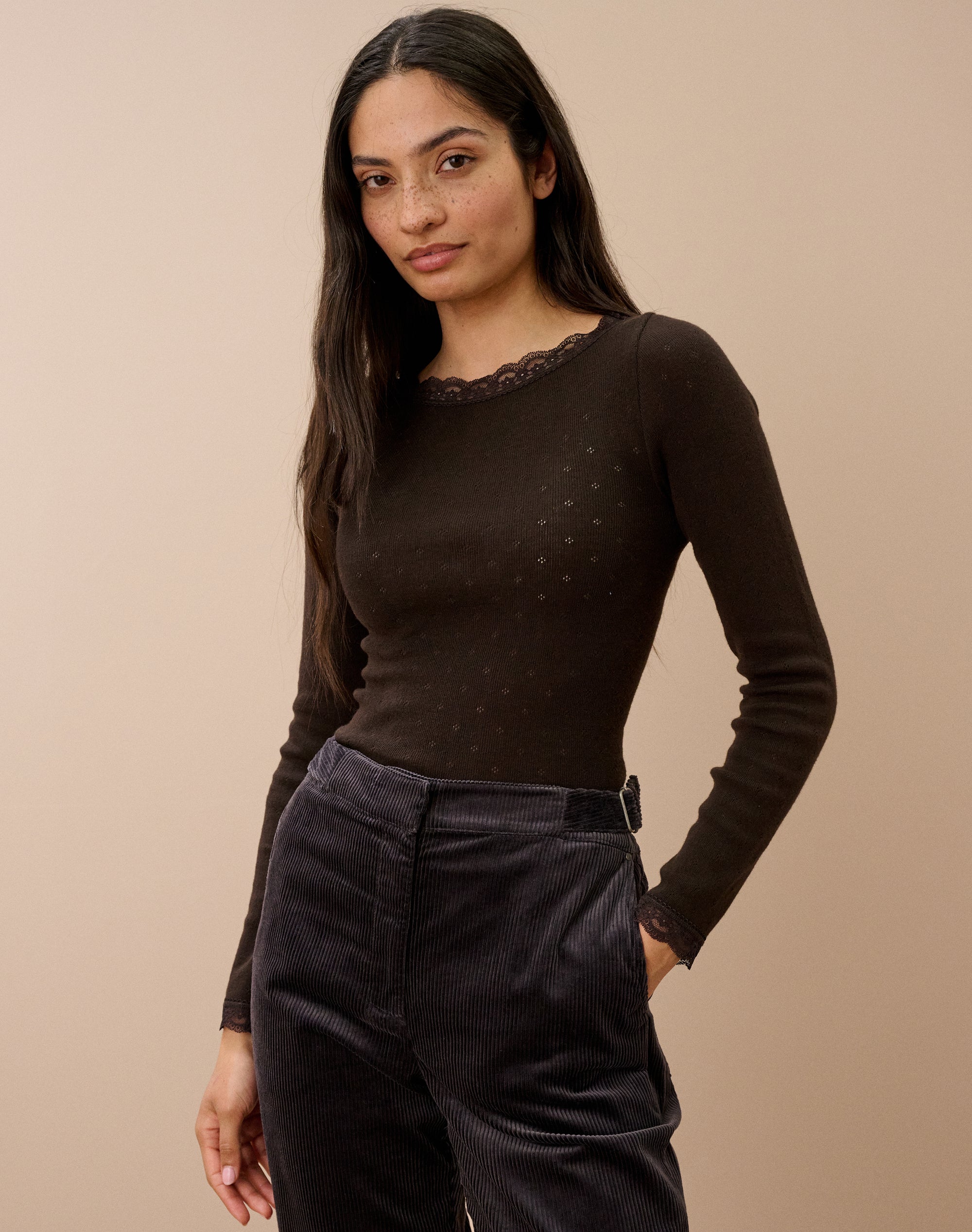 Lace Trim Scoop Neck