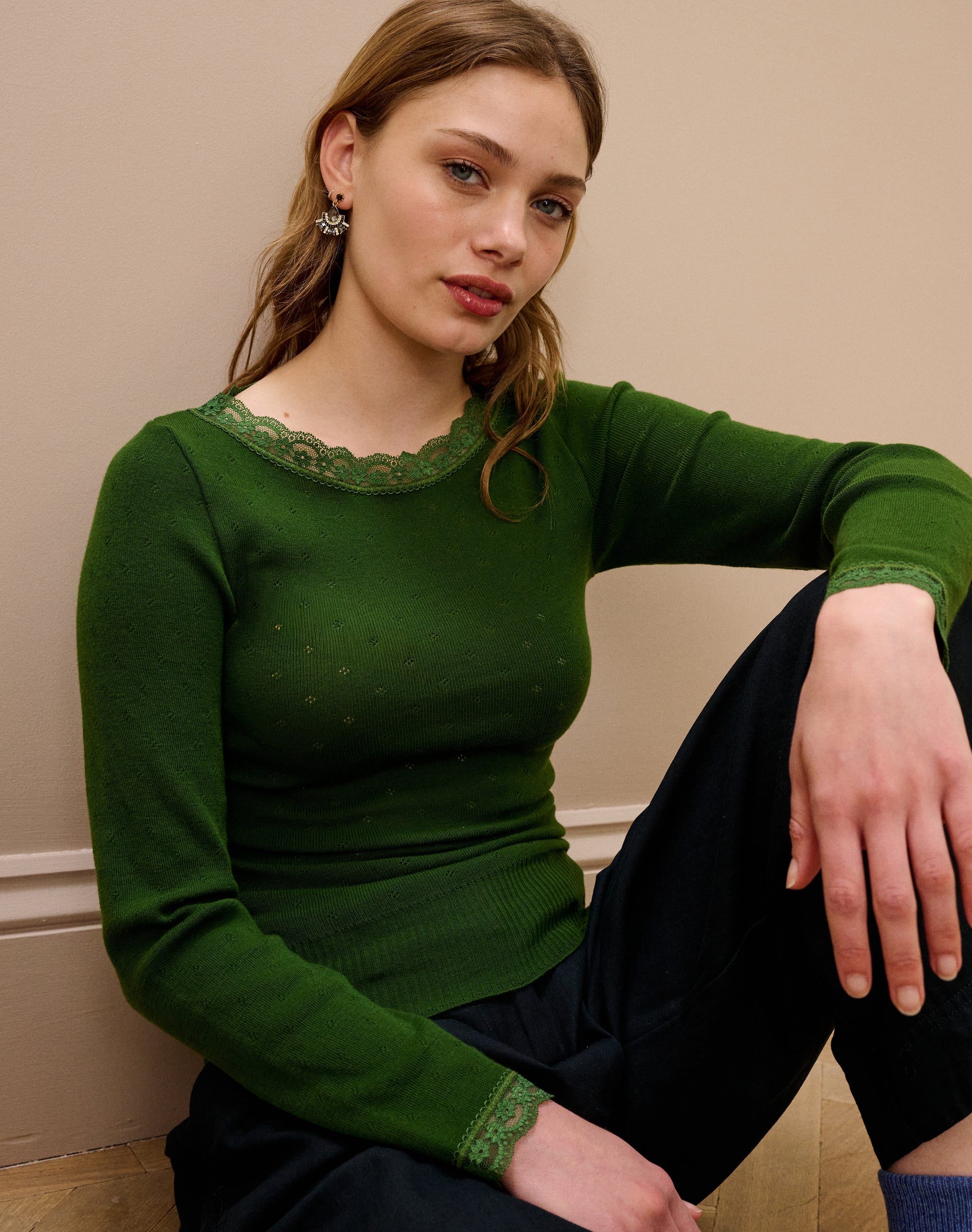 Lace Trim Scoop Neck