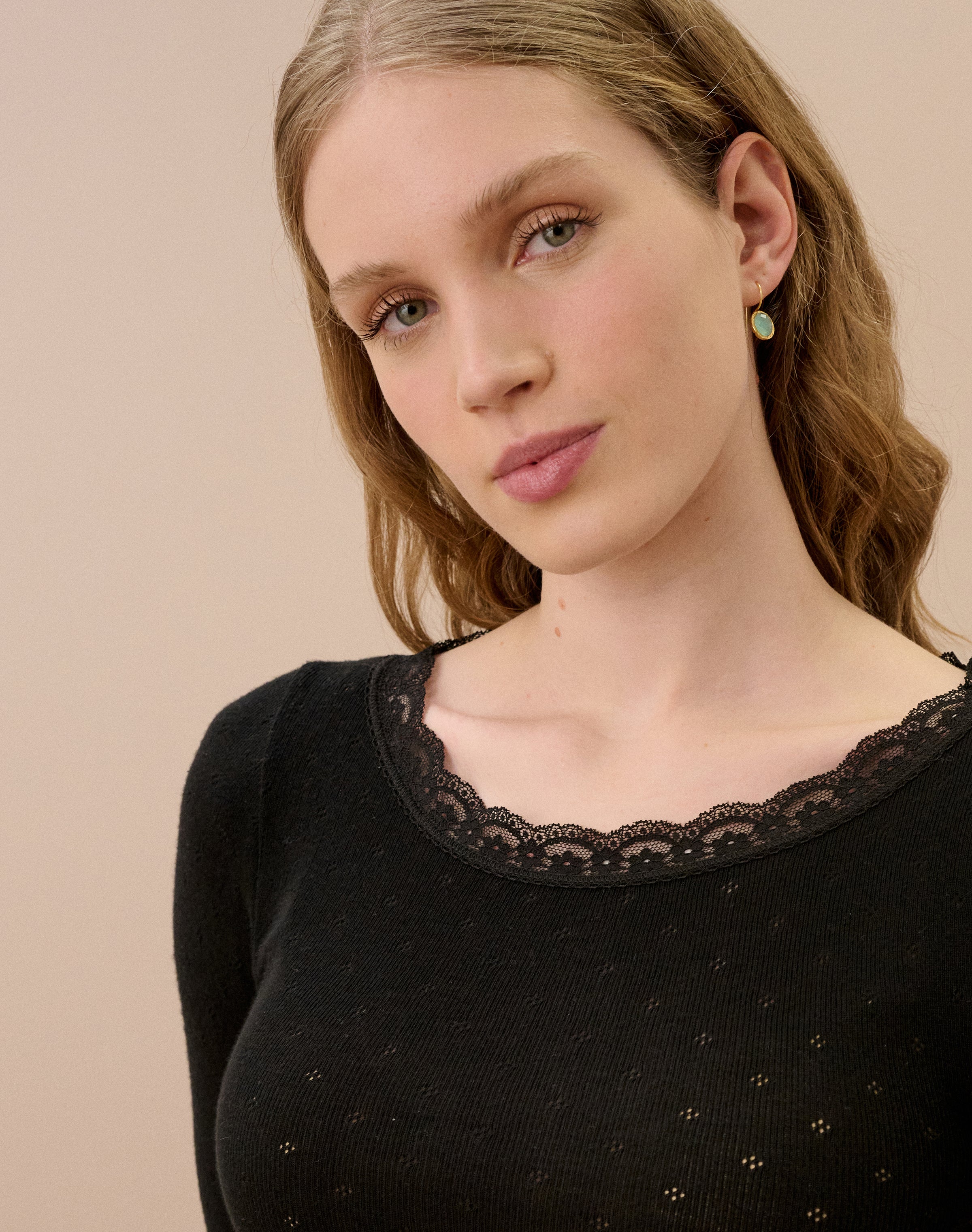 Lace Trim Scoop Neck