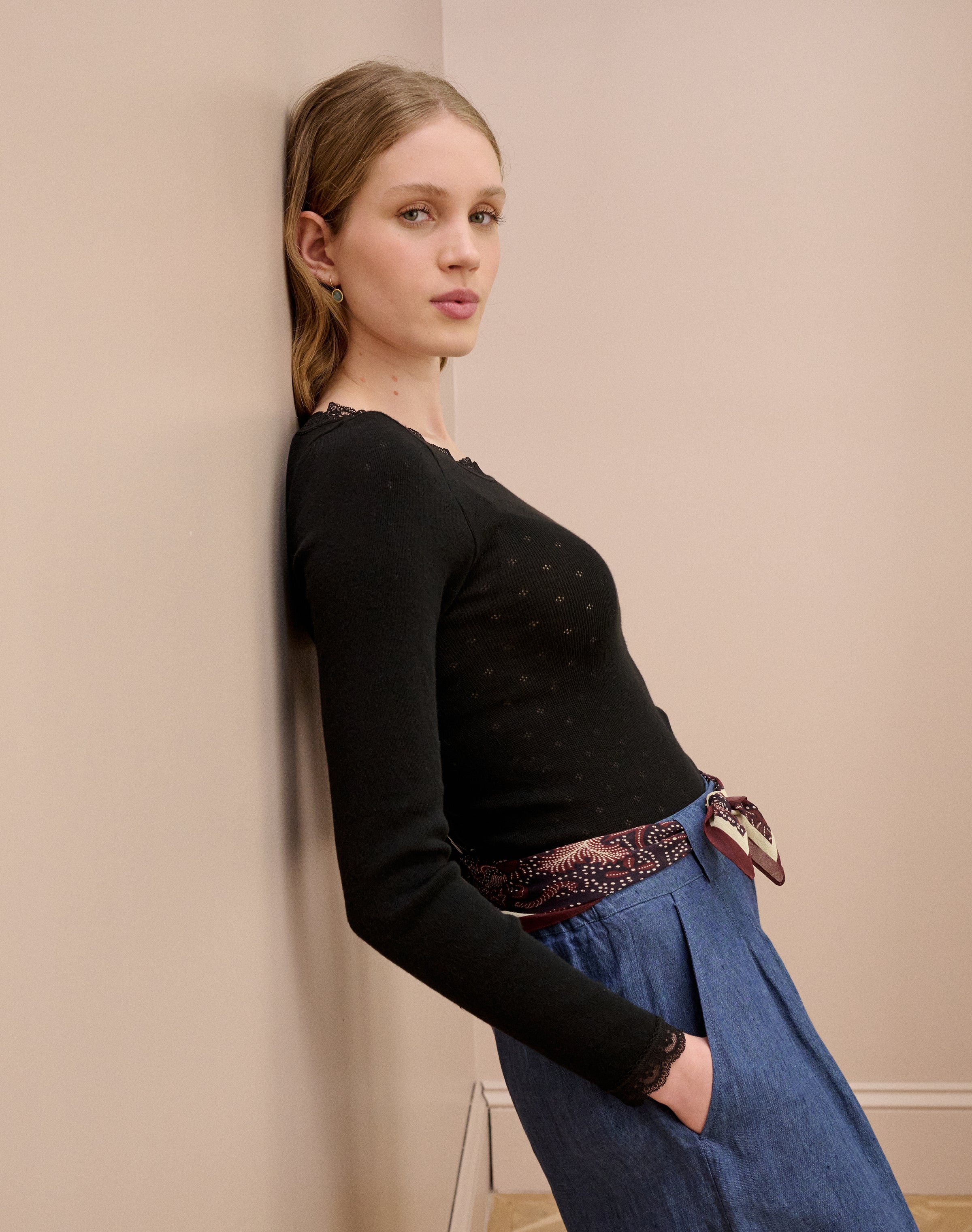 Lace Trim Scoop Neck