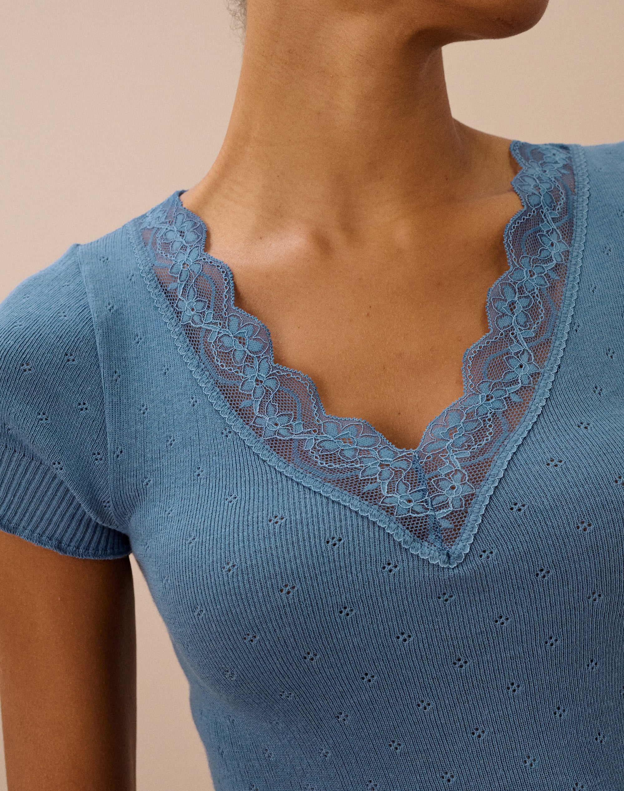 Lace Trim Cap Sleeve Top