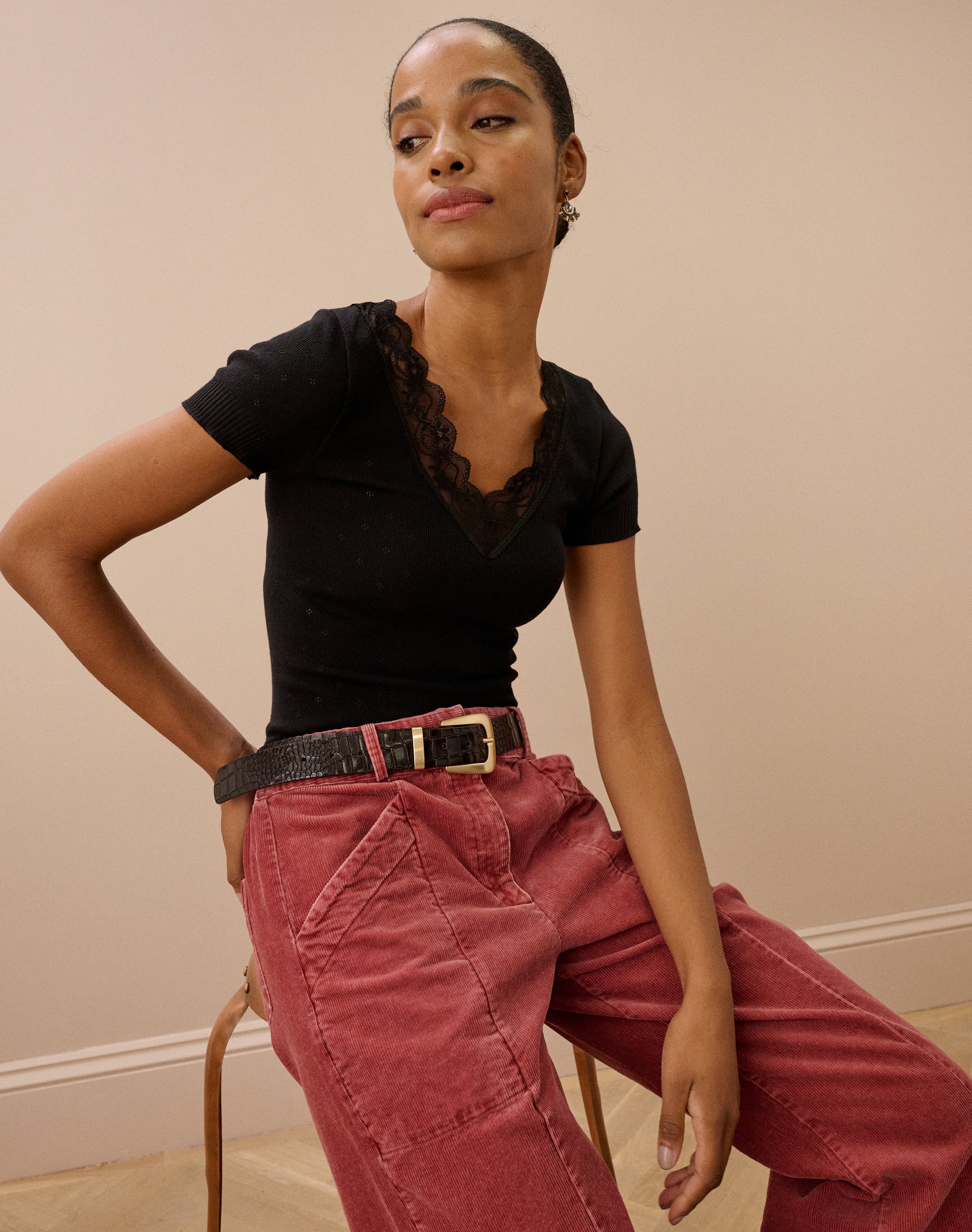 Lace Trim Cap Sleeve Top