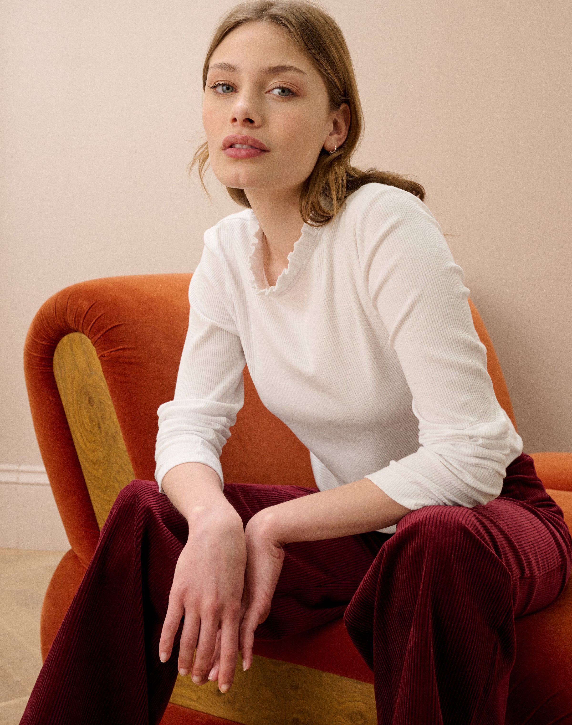 Organic Cotton Ribbed  Jersey Top