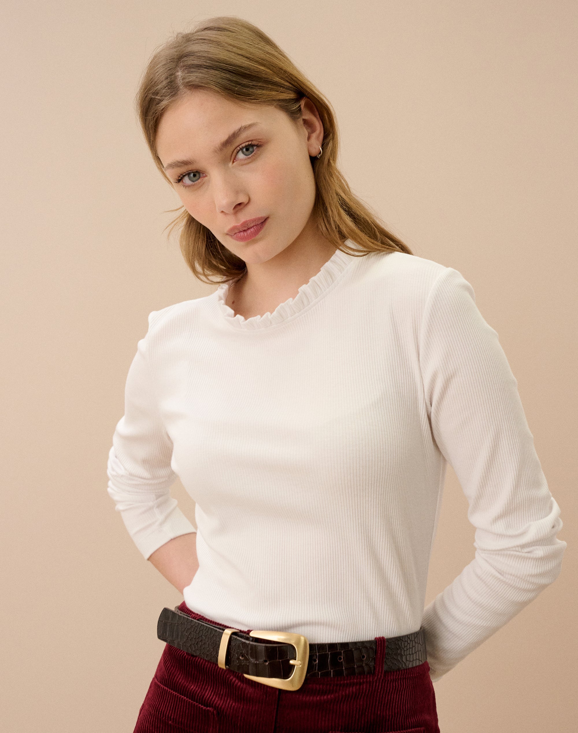 Organic Cotton Ribbed  Jersey Top