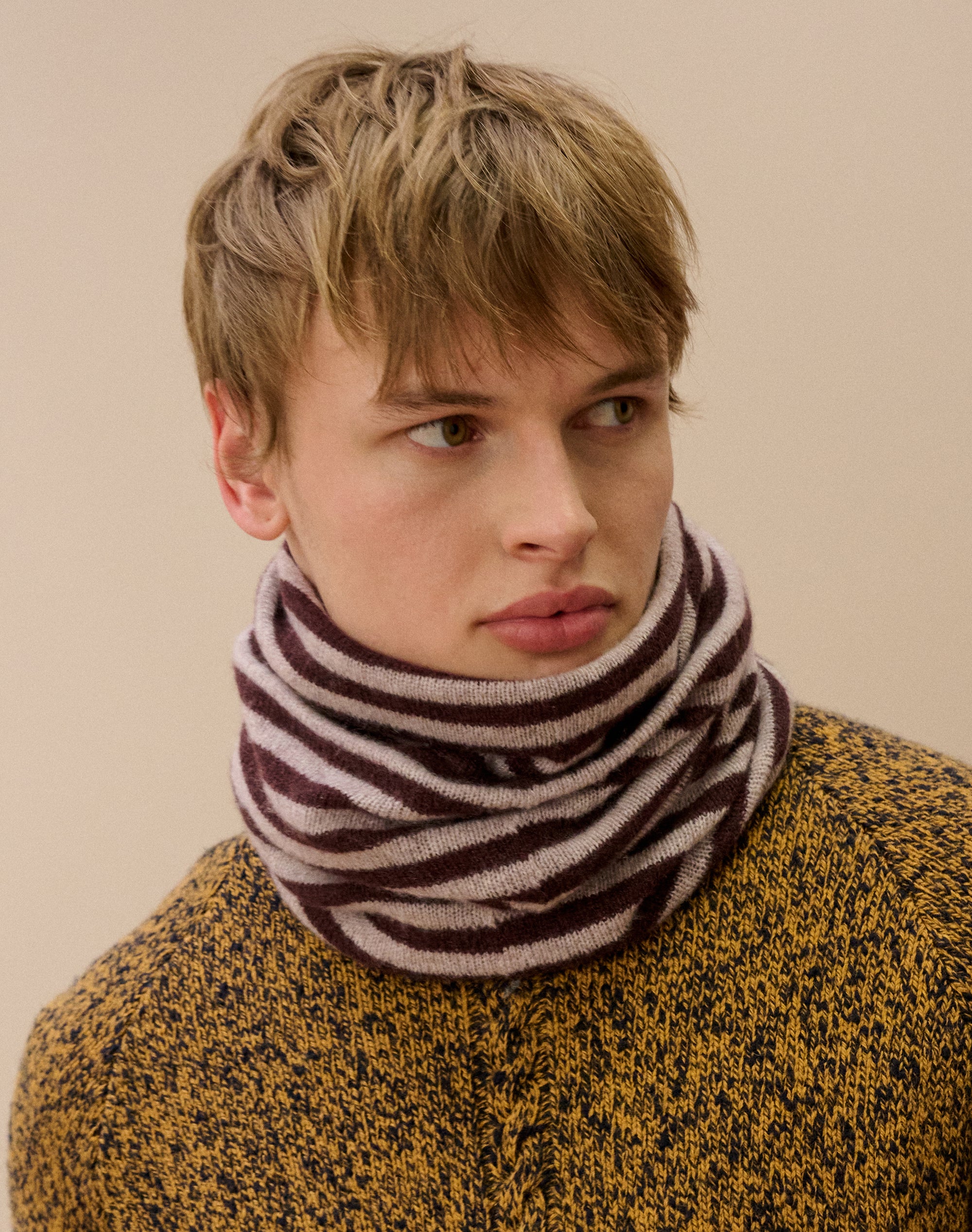 Cashmere Gauzy Stripe Snood