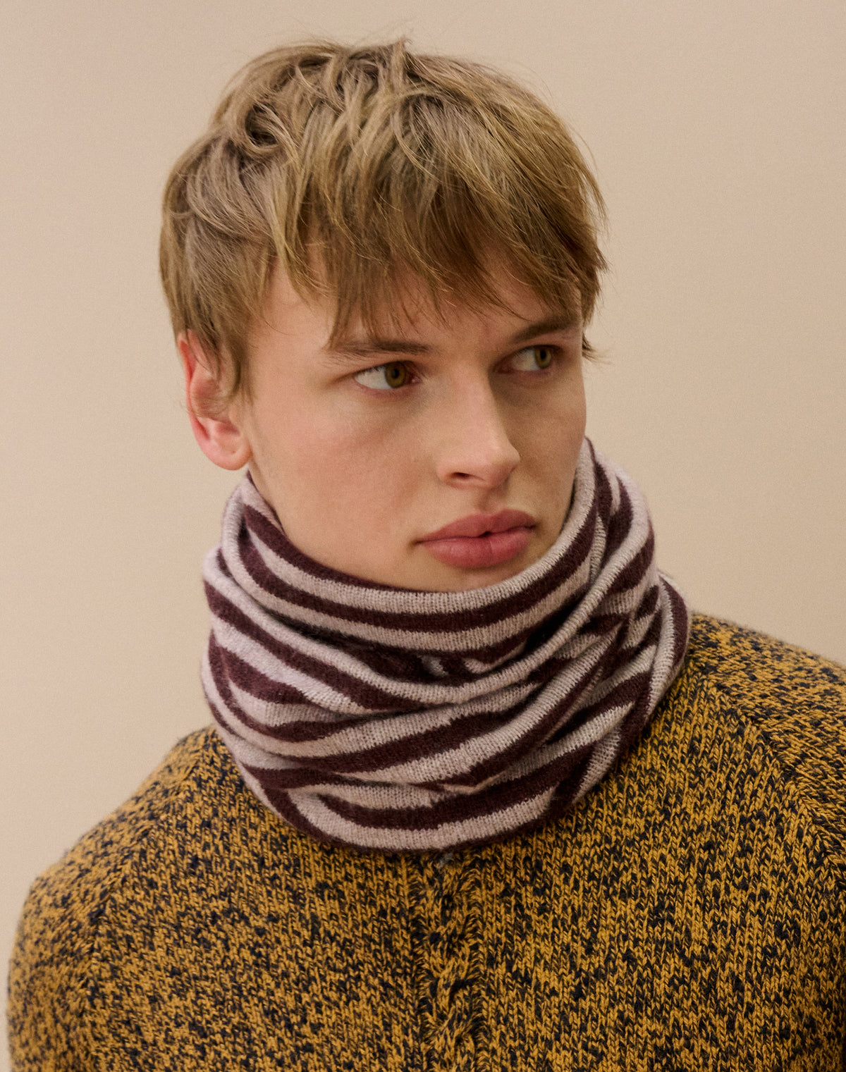 Cashmere Gauzy Stripe Snood