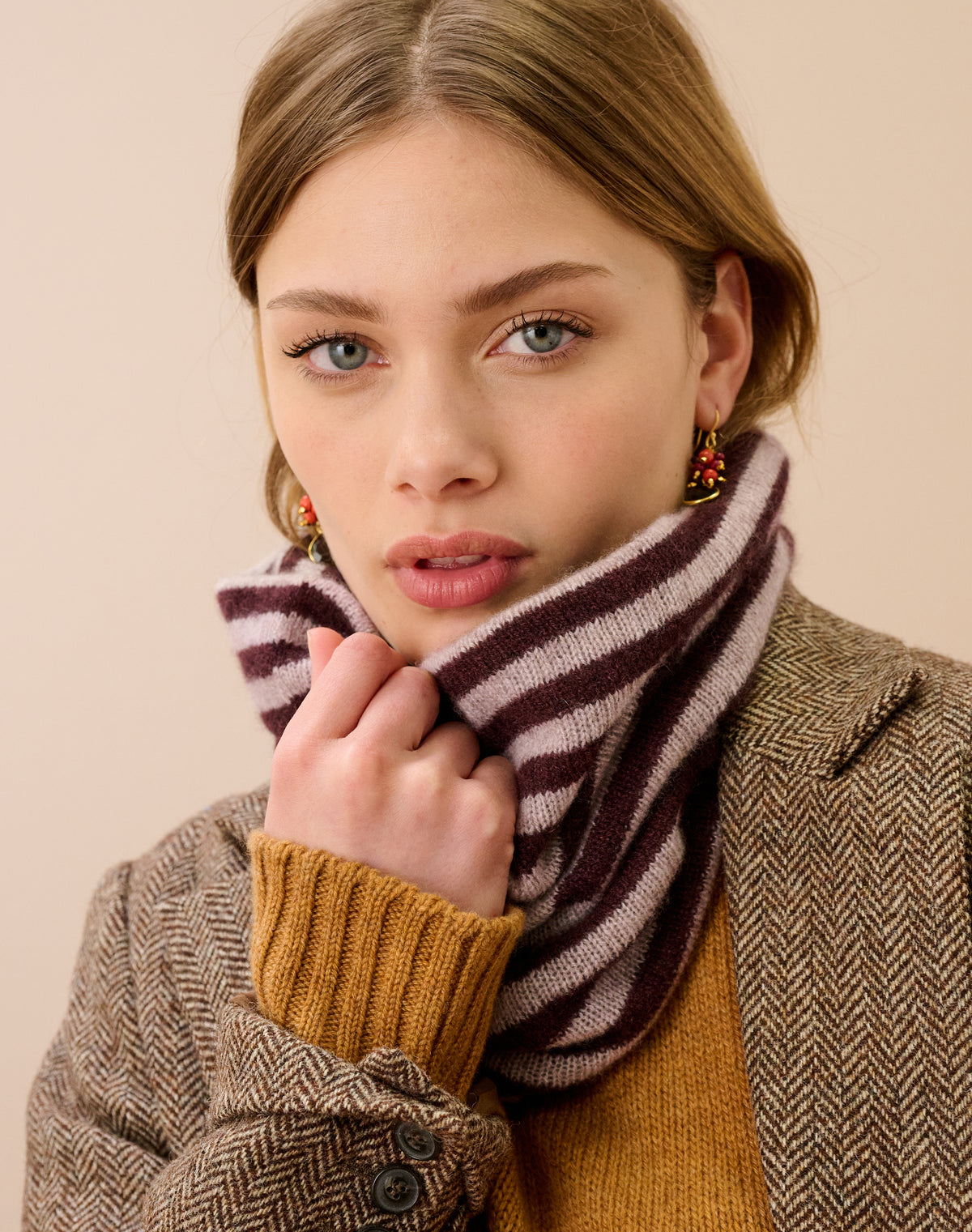 Cashmere Gauzy Stripe Snood