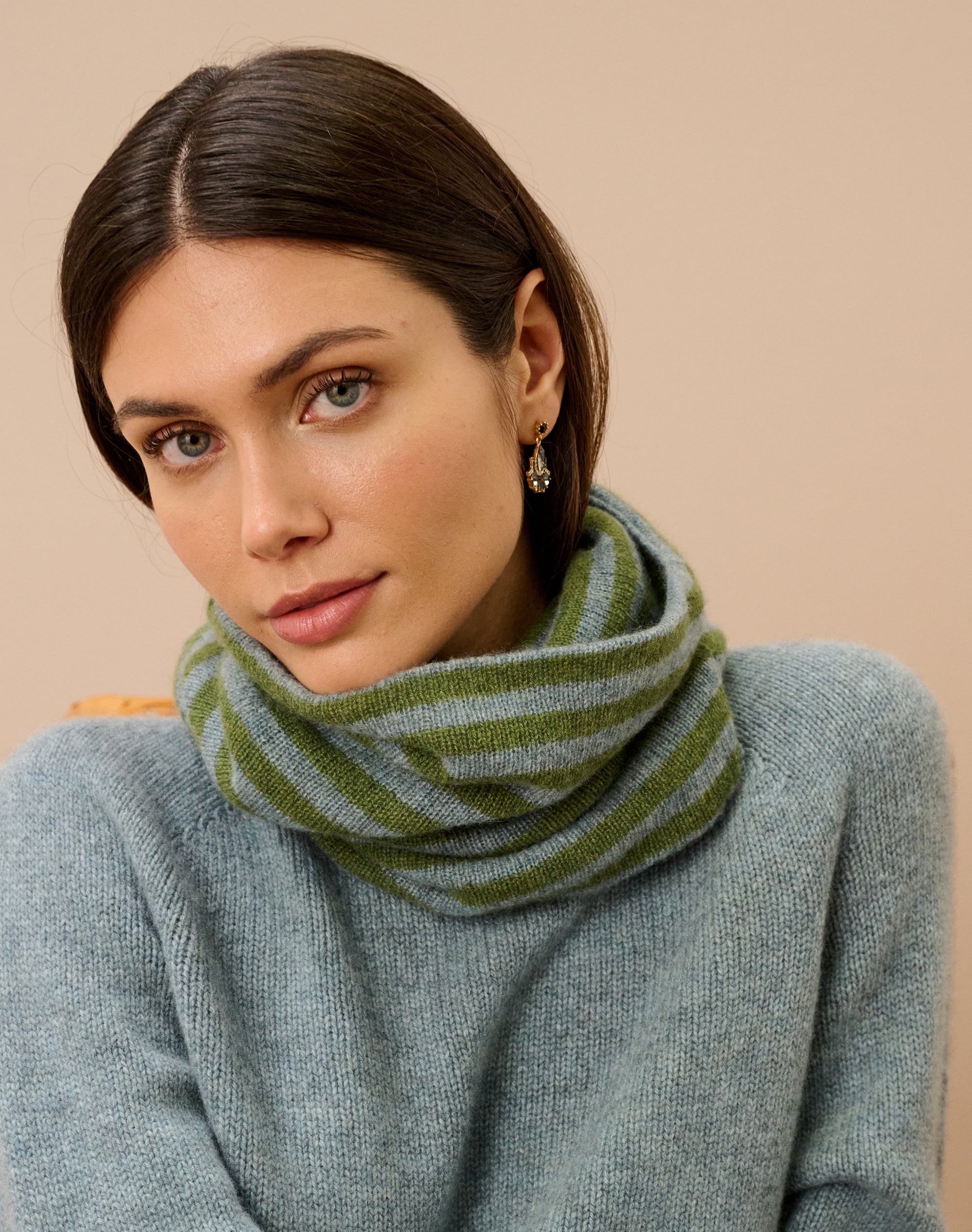 Cashmere Gauzy Stripe Snood
