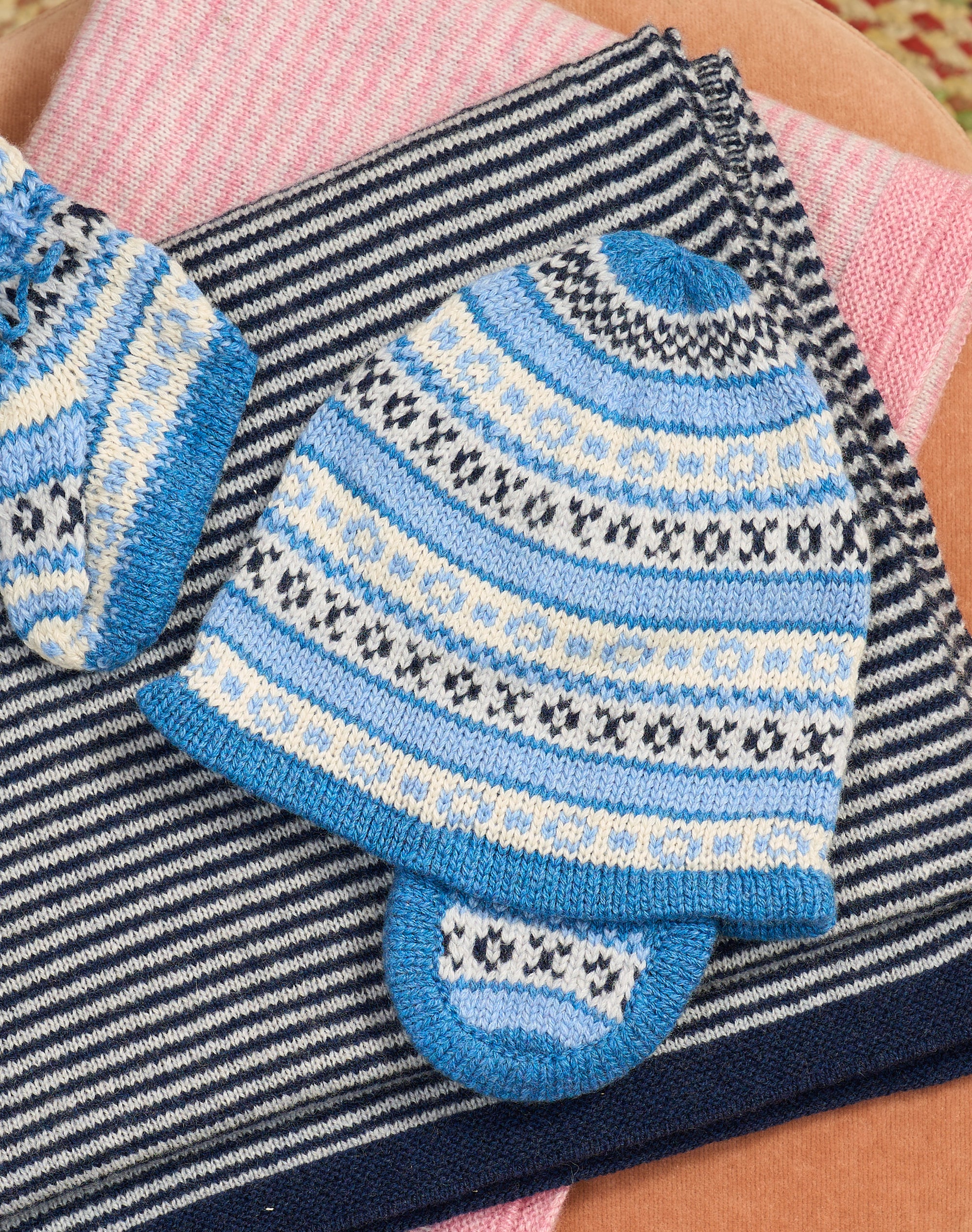Cashmere Hand Knit Fair Isle Bonnet