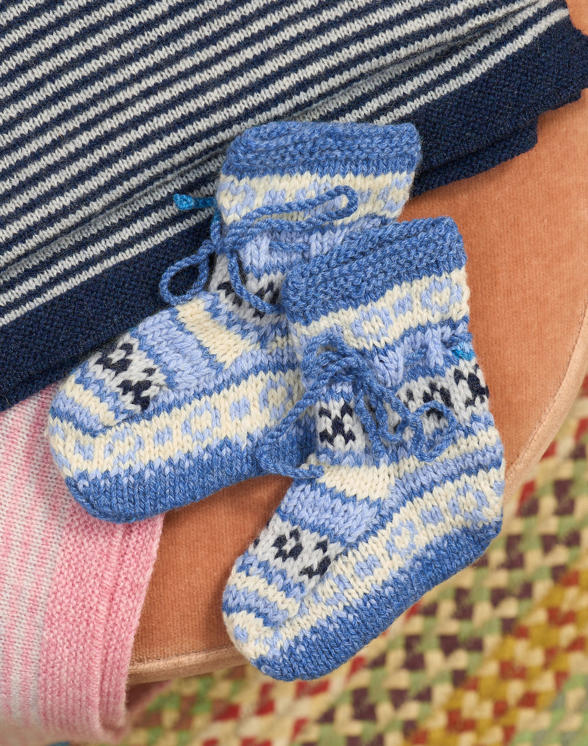 Cashmere Hand Knit Fair Isle Bootees