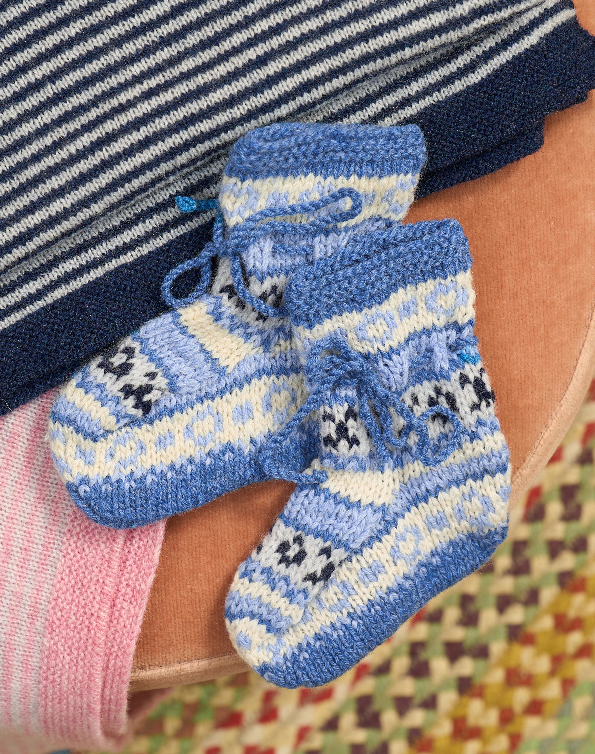 Cashmere Hand Knit Fair Isle Bootees