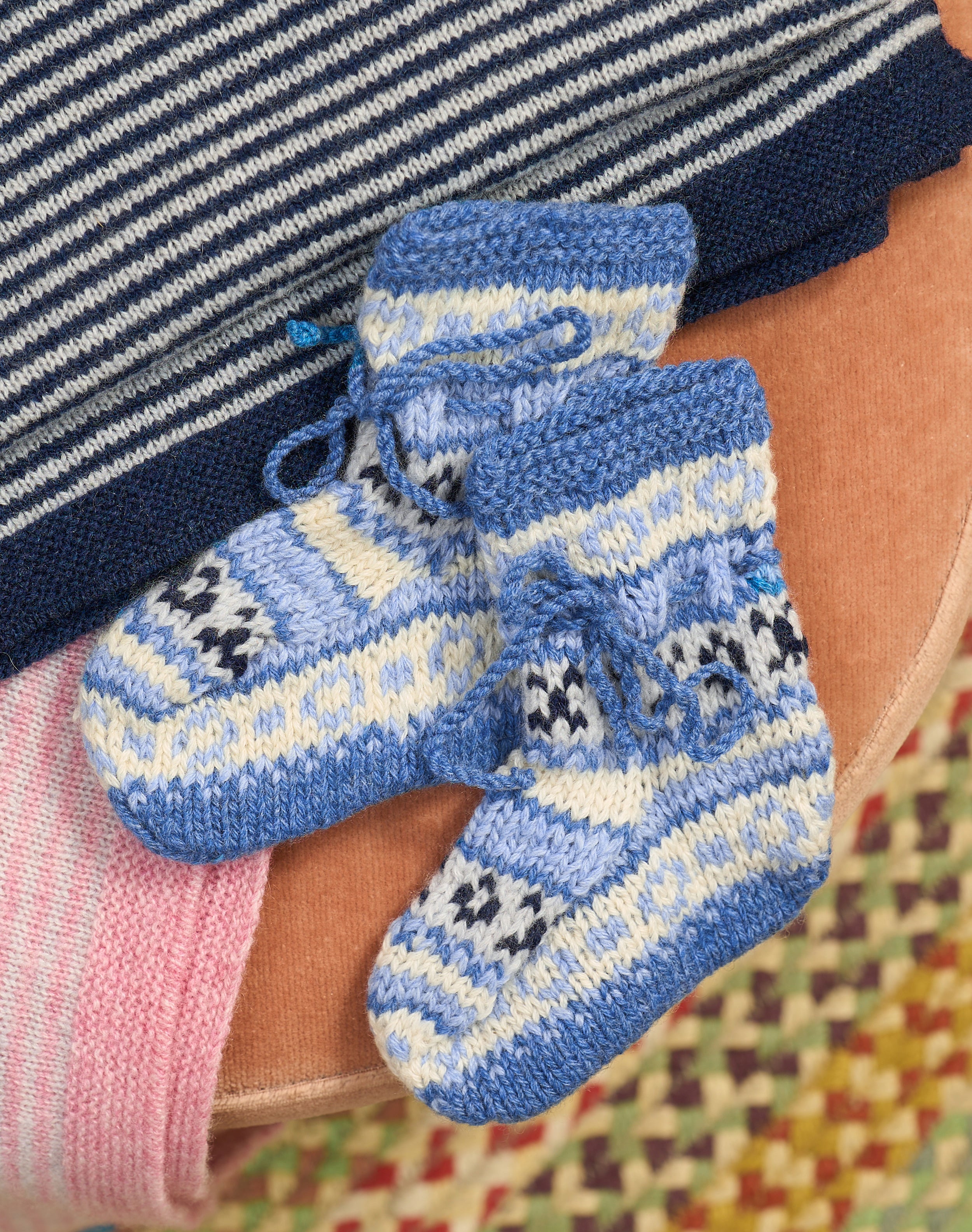 Cashmere Hand Knit Fair Isle Bootees